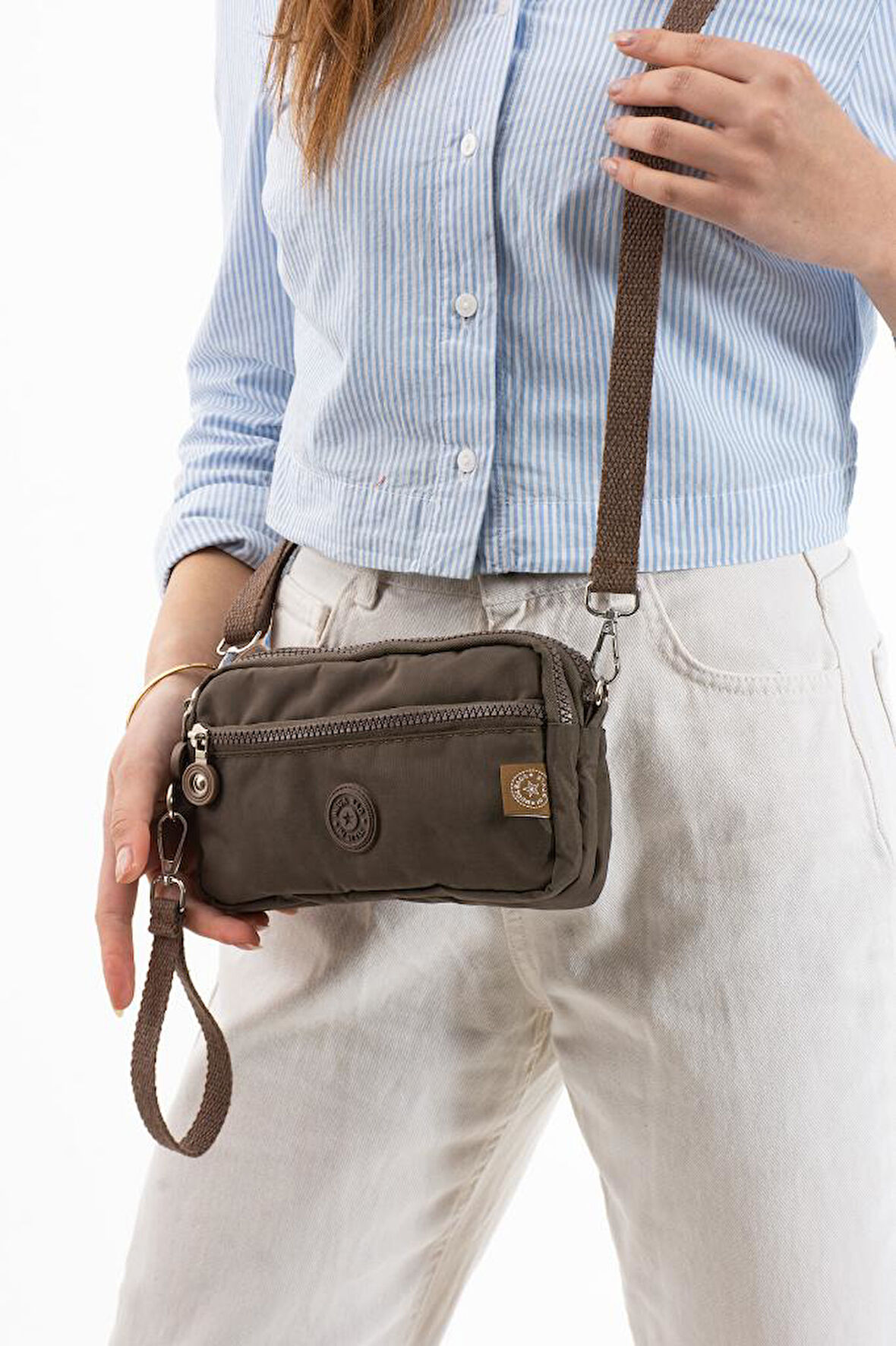 Klinkır Kumaş Mini Çapraz Askılı Kadın Çanta Yağmur Geçirmez El Askılı Çanta 20*10 Cm Mega Bag