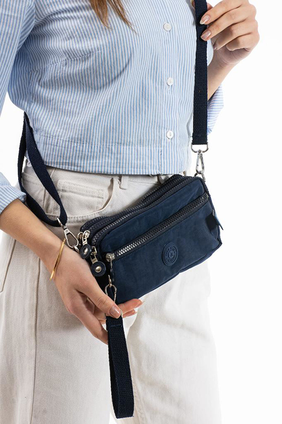 Klinkır Kumaş Mini Çapraz Askılı Kadın Çanta Yağmur Geçirmez El Askılı Çanta 20*10 Cm Mega Bag
