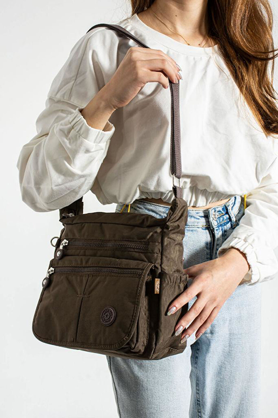 Klinkır Kadın Postacı Çanta Çok Cepli Kapaklı Model 30*20 Cm Su İtici Çapraz Askılı Postacı Çanta