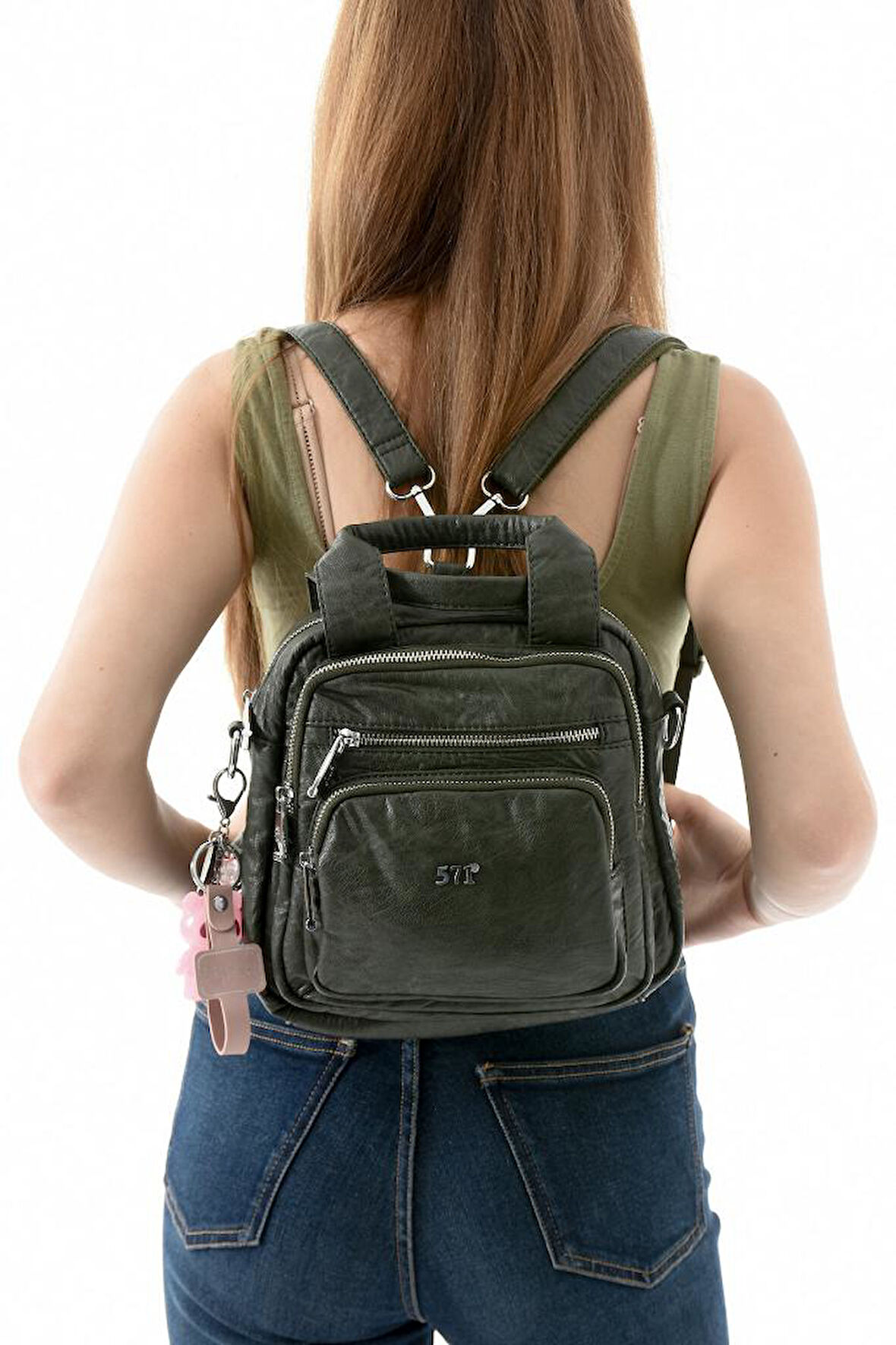 Y.S.Deri Kadın Sırt Çantası 25*23 Cm Vegan Deri İster Sırt İster Omuz Işıklı Aksesuar Çapraz Çanta