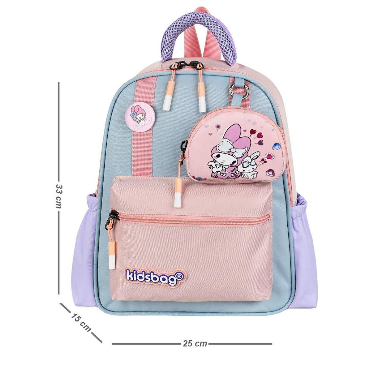 Kız Çocuk Anaokulu Sırt Çantası Melodi-Labubu Kreş Çantası 33*25 Cm Ortopedik Su İtici Kumaş