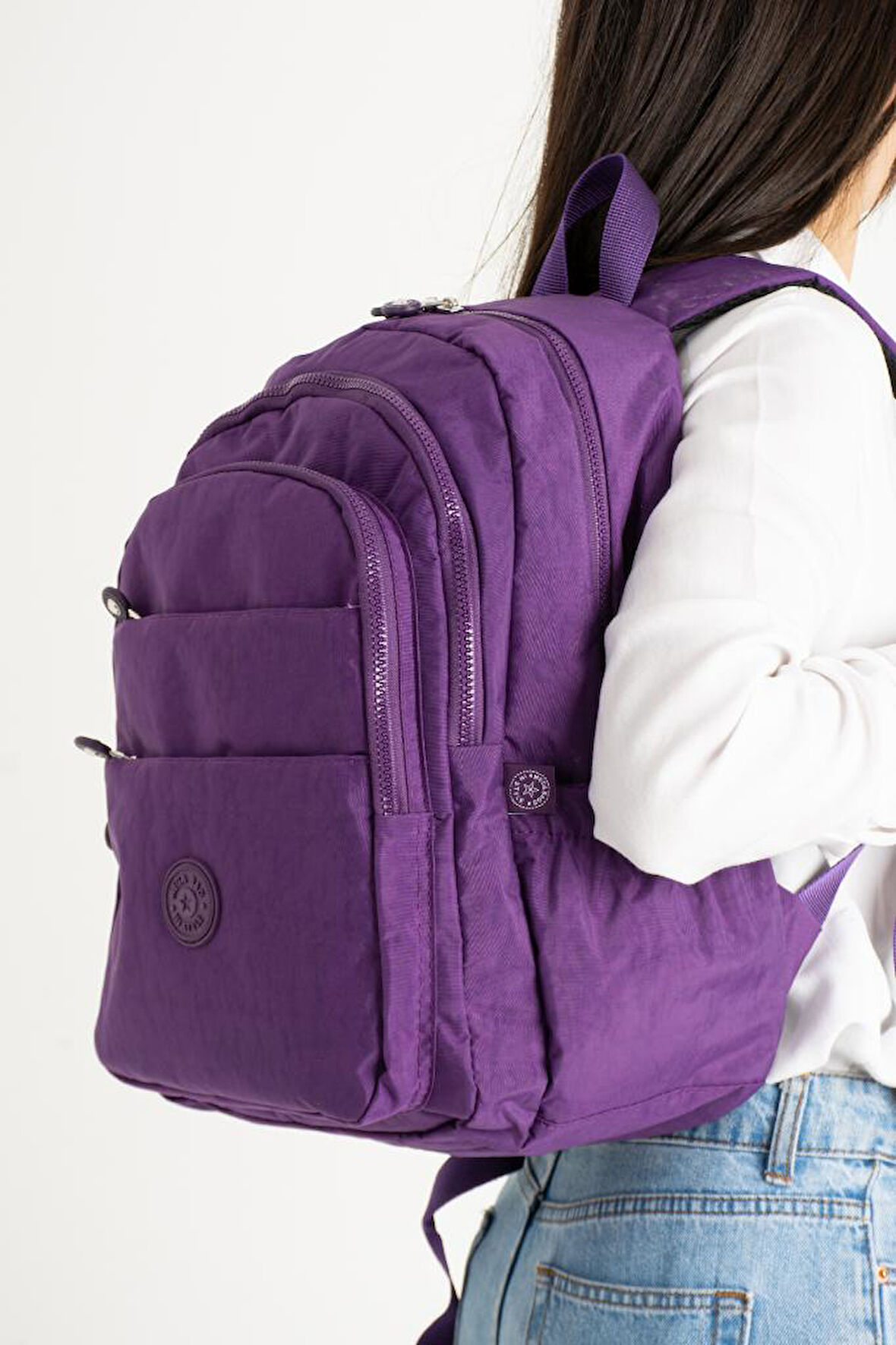 Unisex Okul Çantası Klinkır Kumaş Sırt Çantası Çok Cepli Hafif Yağmur Geçirmez 42*30 Cm 