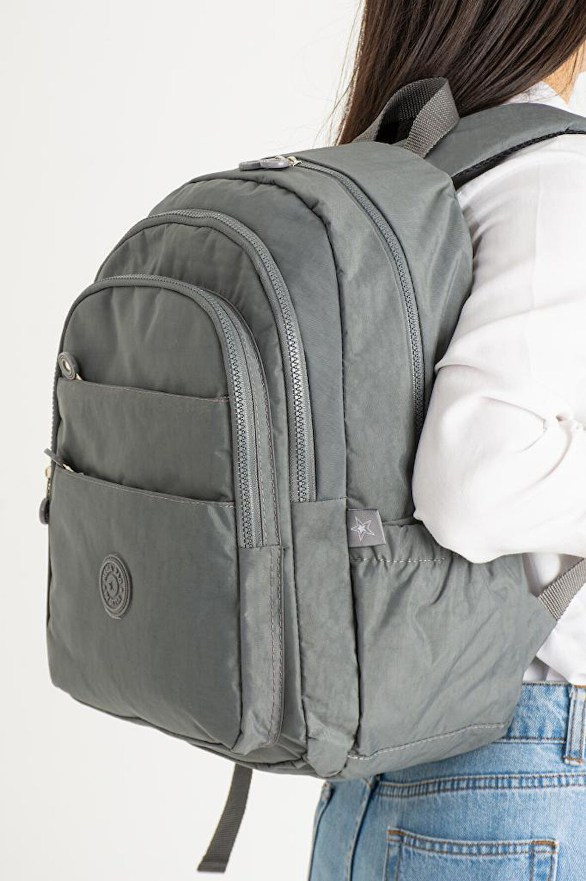 Unisex Okul Çantası Klinkır Kumaş Sırt Çantası Çok Cepli Hafif Yağmur Geçirmez 42*30 Cm 