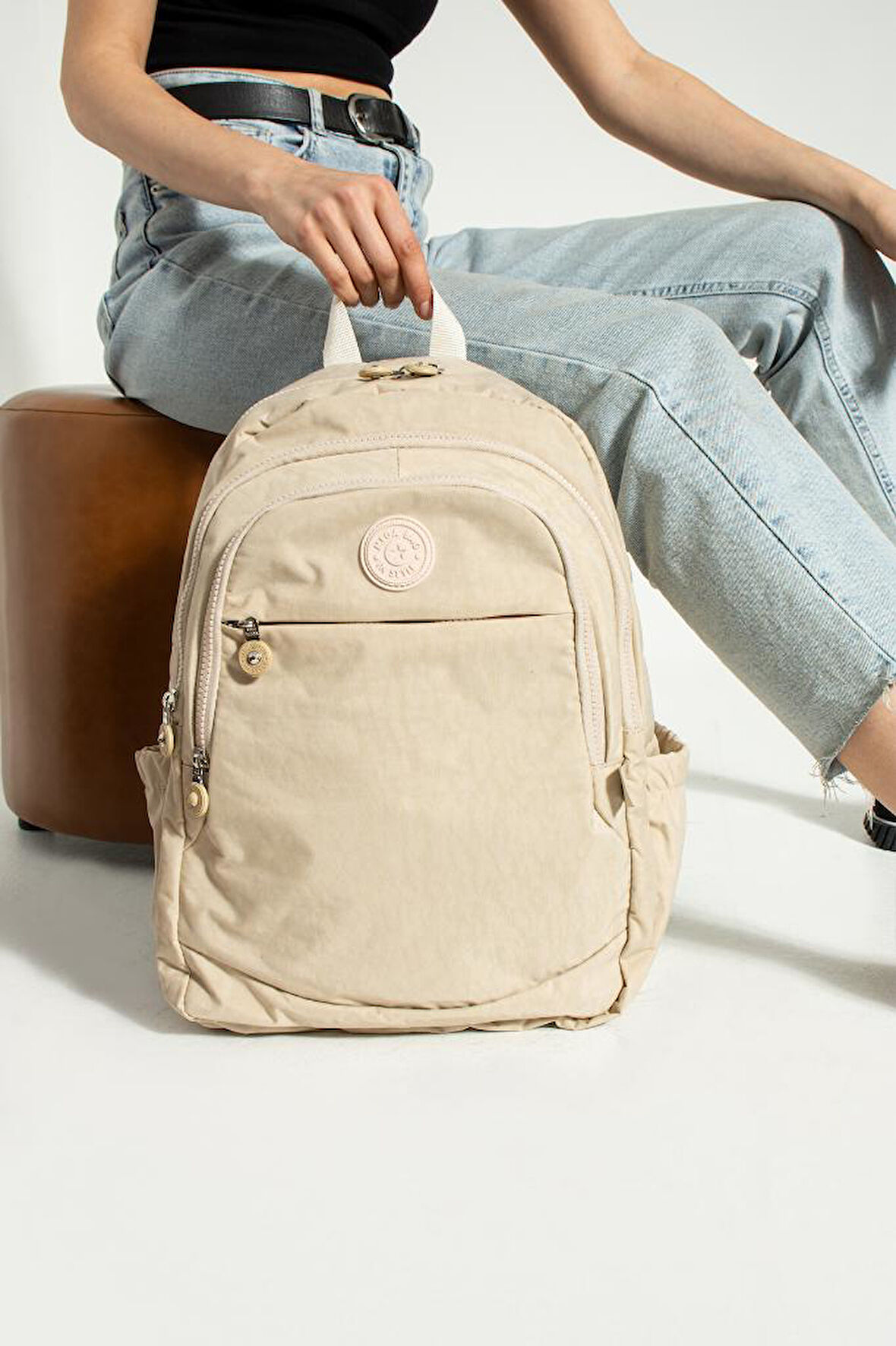 Unisex Okul Çantası Klinkır Kumaş Günlük Sırt Çantası Çok Cepli Hafif Yağmur Geçirmez 38*28 Cm 