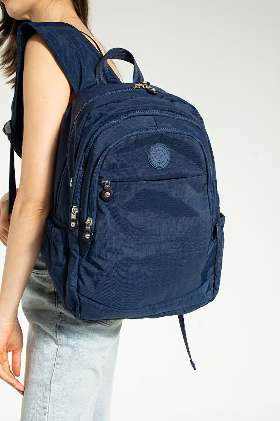 Unisex Okul Çantası Klinkır Kumaş Günlük Sırt Çantası Çok Cepli Hafif Yağmur Geçirmez 38*28 Cm 