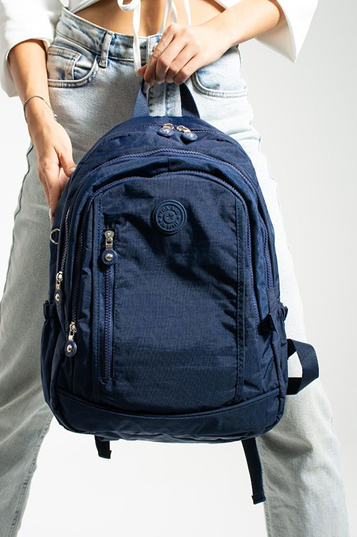 Unisex Okul Çantası Klinkır Kumaş Günlük Sırt Çantası 40*30 Cm Çok Cepli Hafif Yağmur Geçirmez 