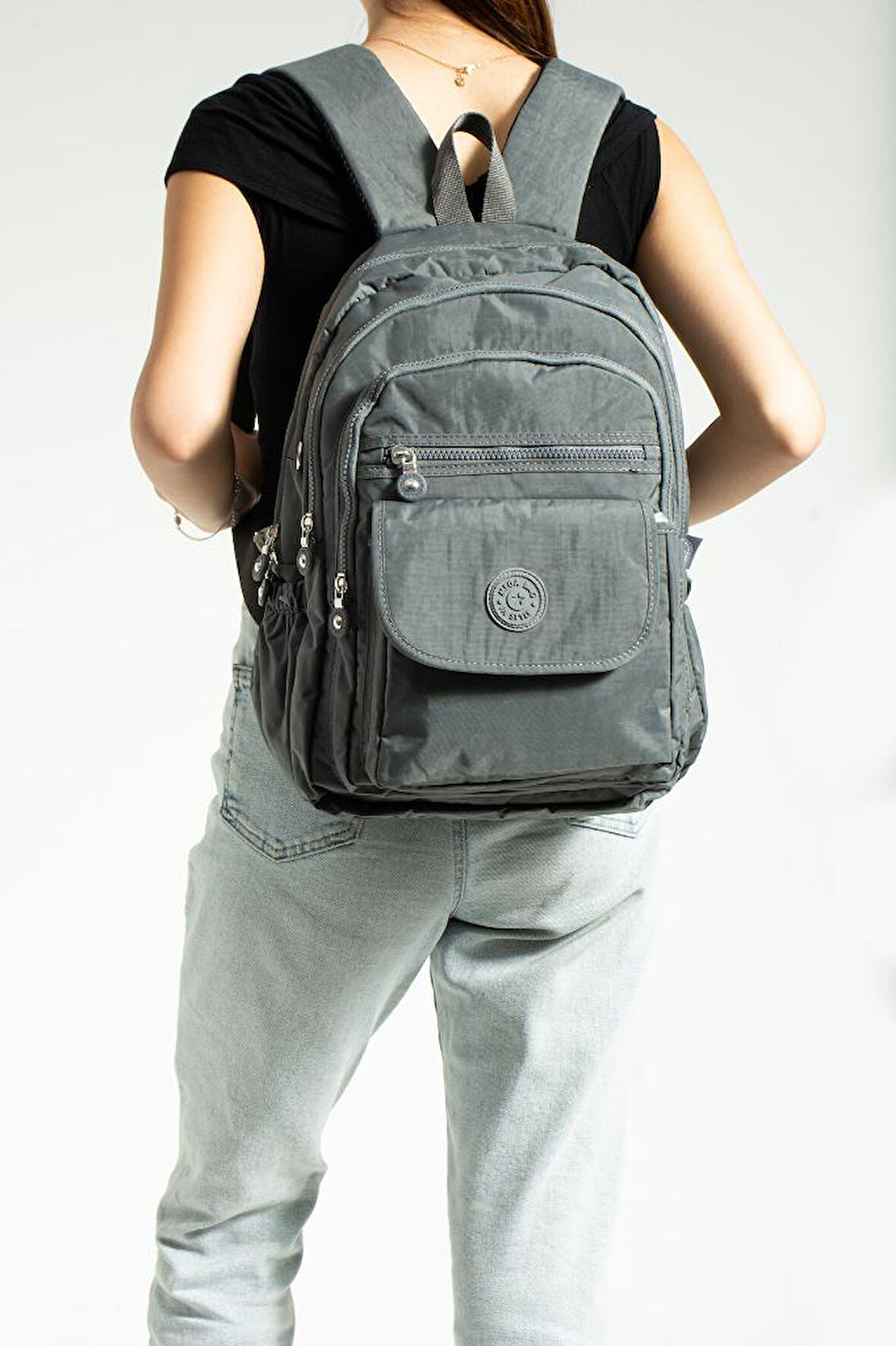 Unisex Okul Çantası Su İtici Hafif Klinkır Kumaş Günlük Sırt Çantası 40*30 Cm Çok Cepli