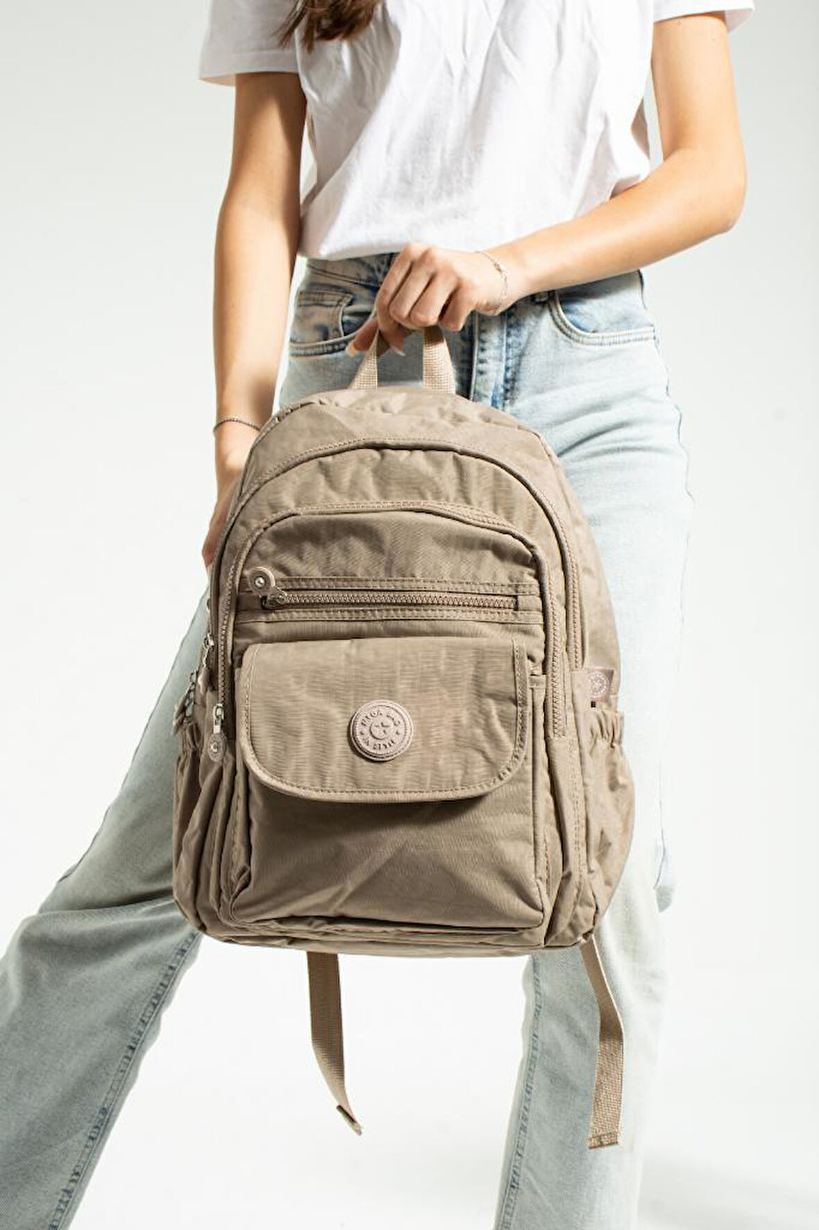 Unisex Okul Çantası Su İtici Hafif Klinkır Kumaş Günlük Sırt Çantası 40*30 Cm Çok Cepli