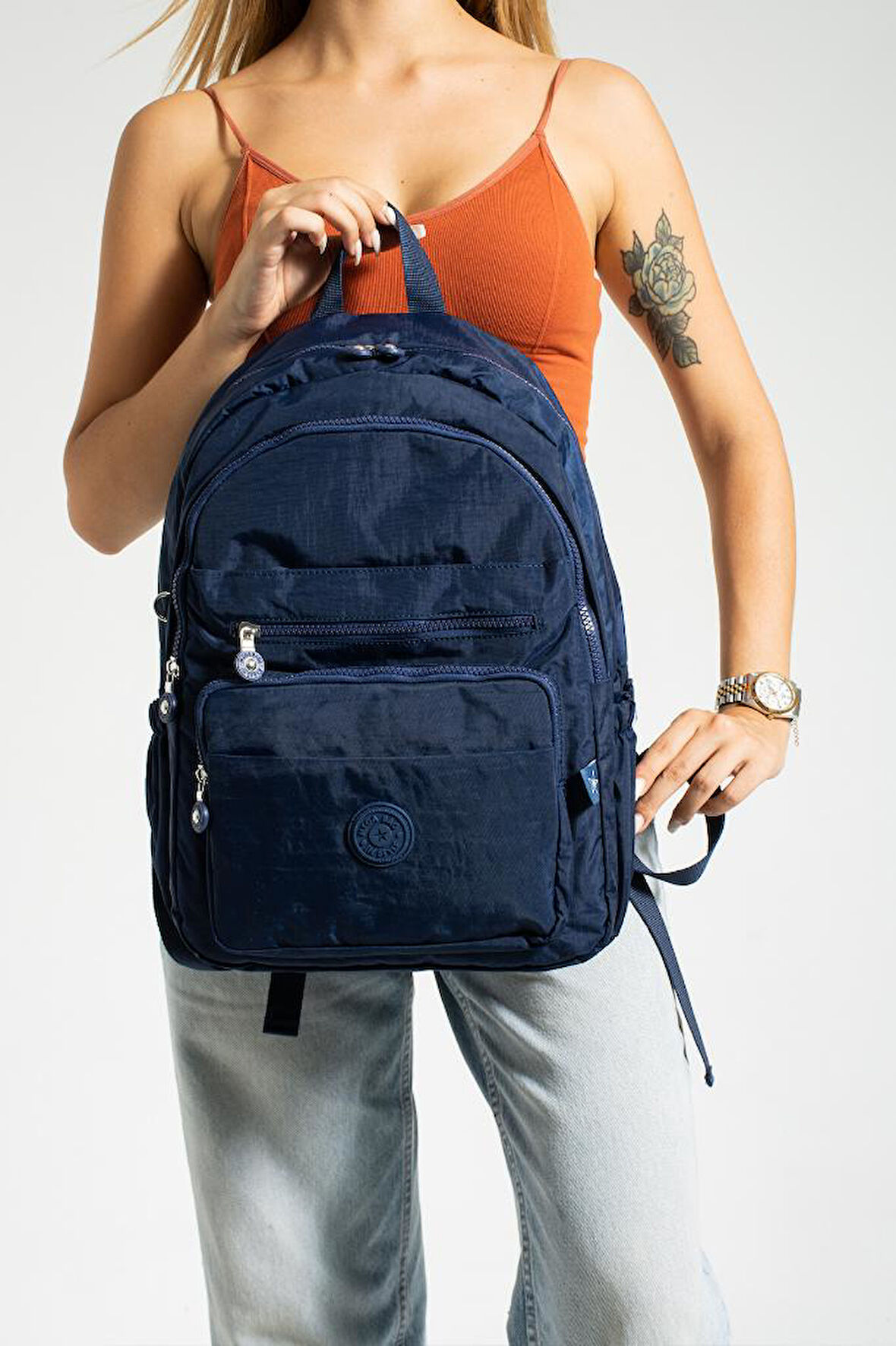 Unisex Okul Çantası Su İtici Hafif Klinkır Kumaş Günlük Sırt Çantası 40*30 Cm Lise Ortaokul Çantası