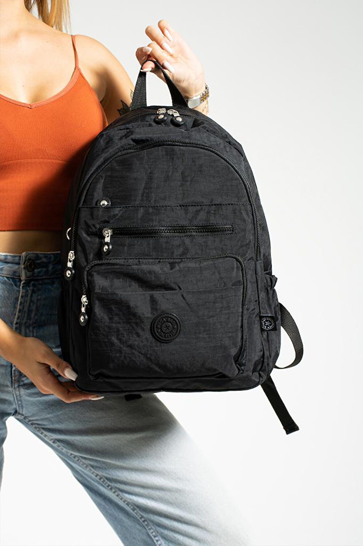 Unisex Okul Çantası Su İtici Hafif Klinkır Kumaş Günlük Sırt Çantası 40*30 Cm Lise Ortaokul Çantası