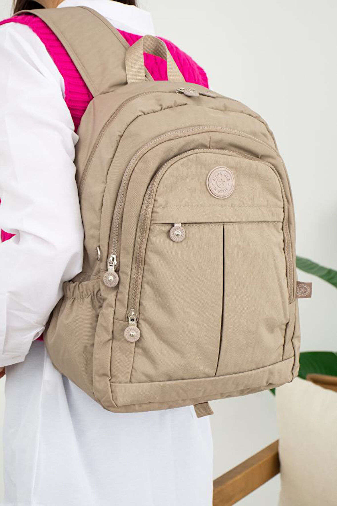 Unisex Okul Çantası Günlük Sırt Çantası 40*30 Cm Lise Ortaokul Çantası Hafif Yağmur Geçirmez Kumaş