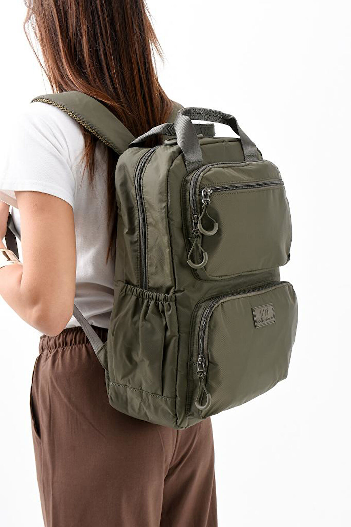 Unisex Günlük Sırt Çantası Paraşüt Kumaş Hafif Çok Cepli Yağmur İtici Kumaş 40*30 Cm Okul Çantası