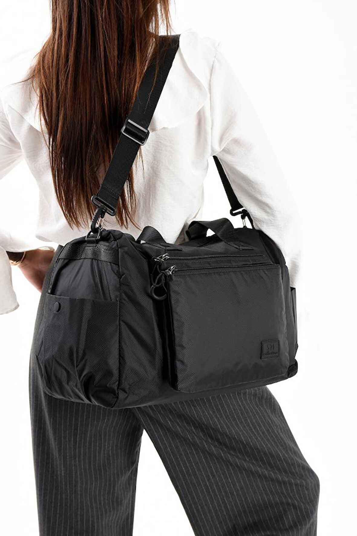 Unisex Kabin Boy Çapraz Askılı Omuz Çantası Seyehat Spor Çantası Hafif Paraşüt Kumaş 43*35 Cm