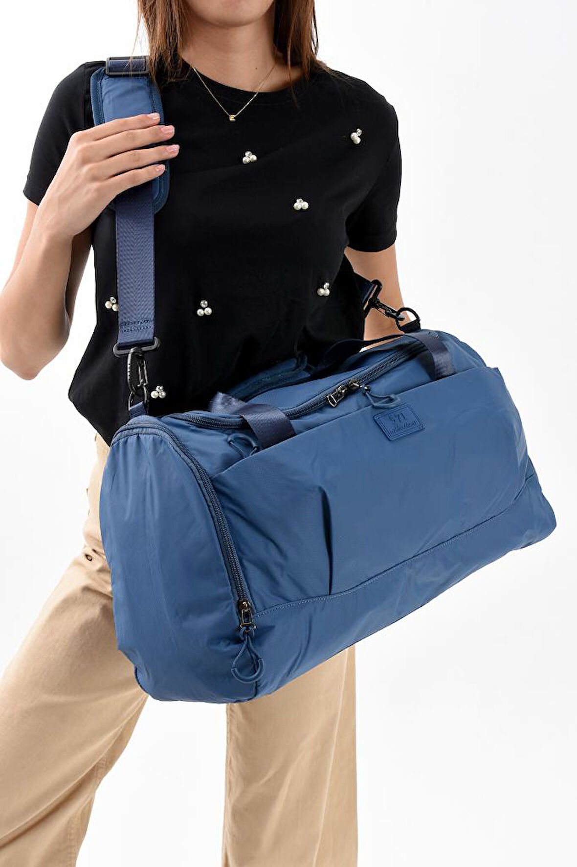 Unisex Kabin Boy Çapraz Askılı Omuz Çantası Seyehat Spor Çantası Hafif Paraşüt Kumaş 44*29 Cm