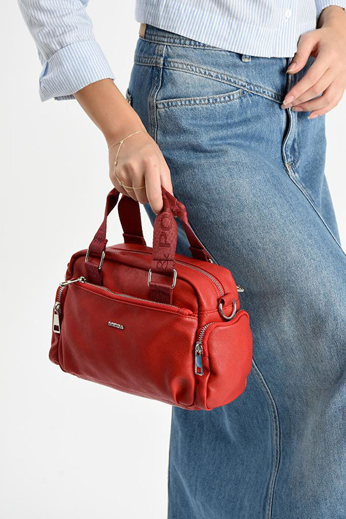 Suni Deri Kadın Omuz Çantası 25*17 Cm Çapraz Askılı Postacı Çanta Mega Bag Vegan Deri Kol Çantası