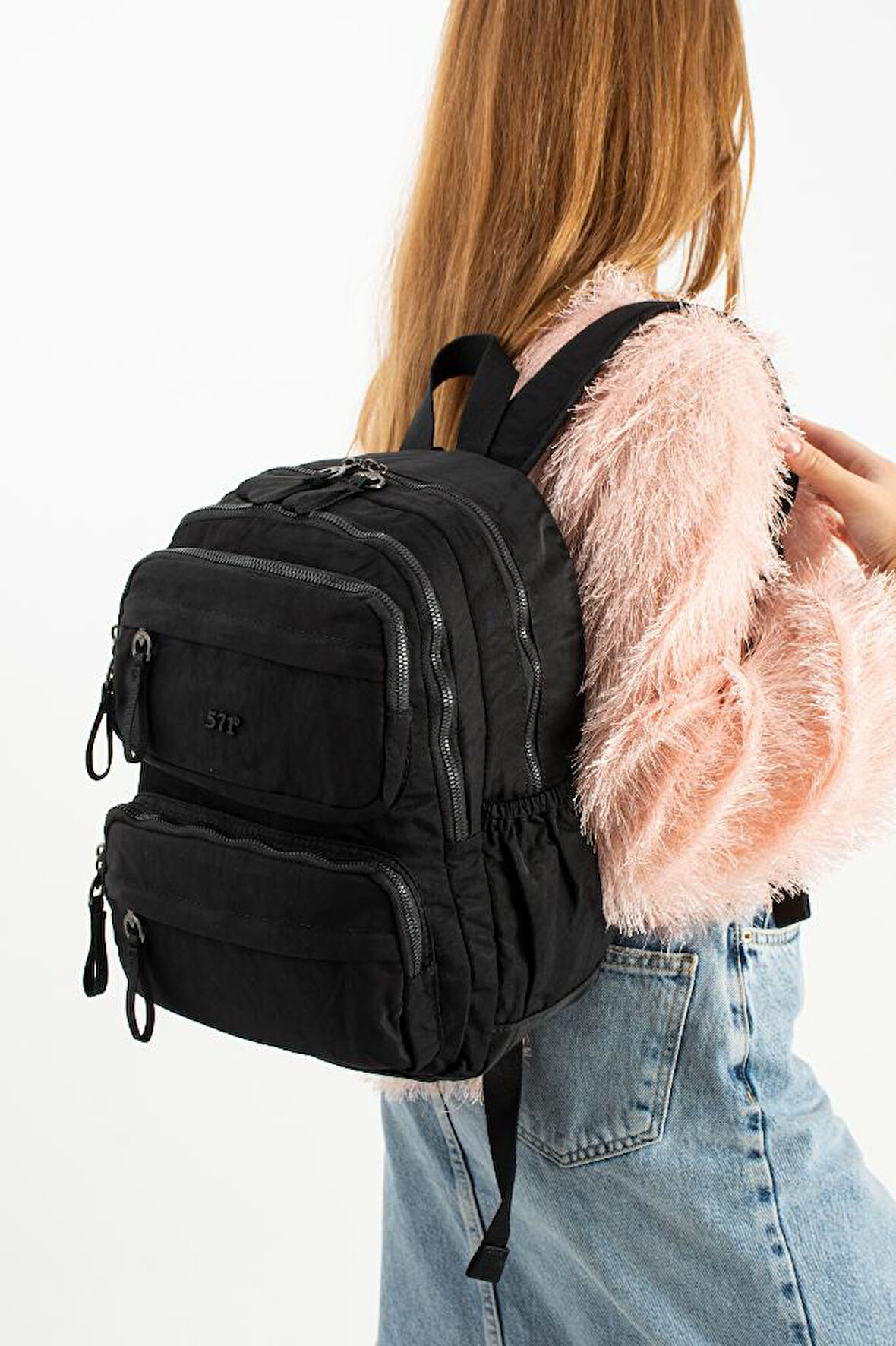 Kadın Sırt Çantası Ultra Hafif Poliamid Kumaş Su Geçirmez Çok Cepli Günlük Sırt Çantası 35*25 Cm 