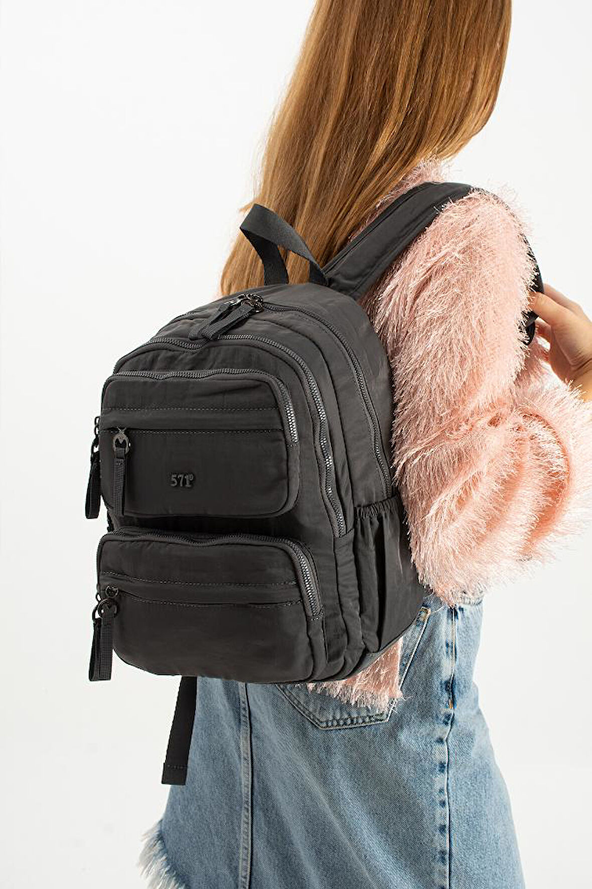 Kadın Sırt Çantası Ultra Hafif Poliamid Kumaş Su Geçirmez Çok Cepli Günlük Sırt Çantası 35*25 Cm 