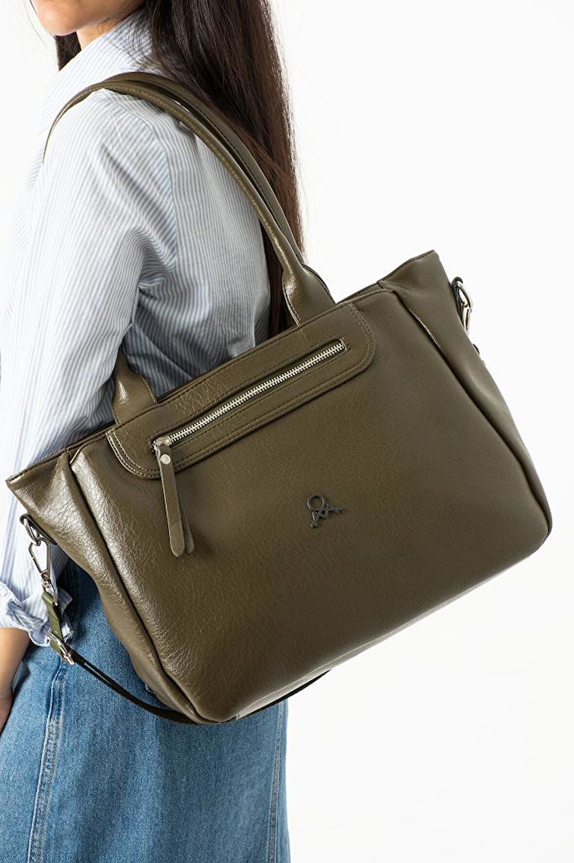 Suni Deri Kadın Omuz Çantası 35*28 Cm Çapraz Askılı Postacı Çanta Çok Cepli Vegan Deri Kol Çantası