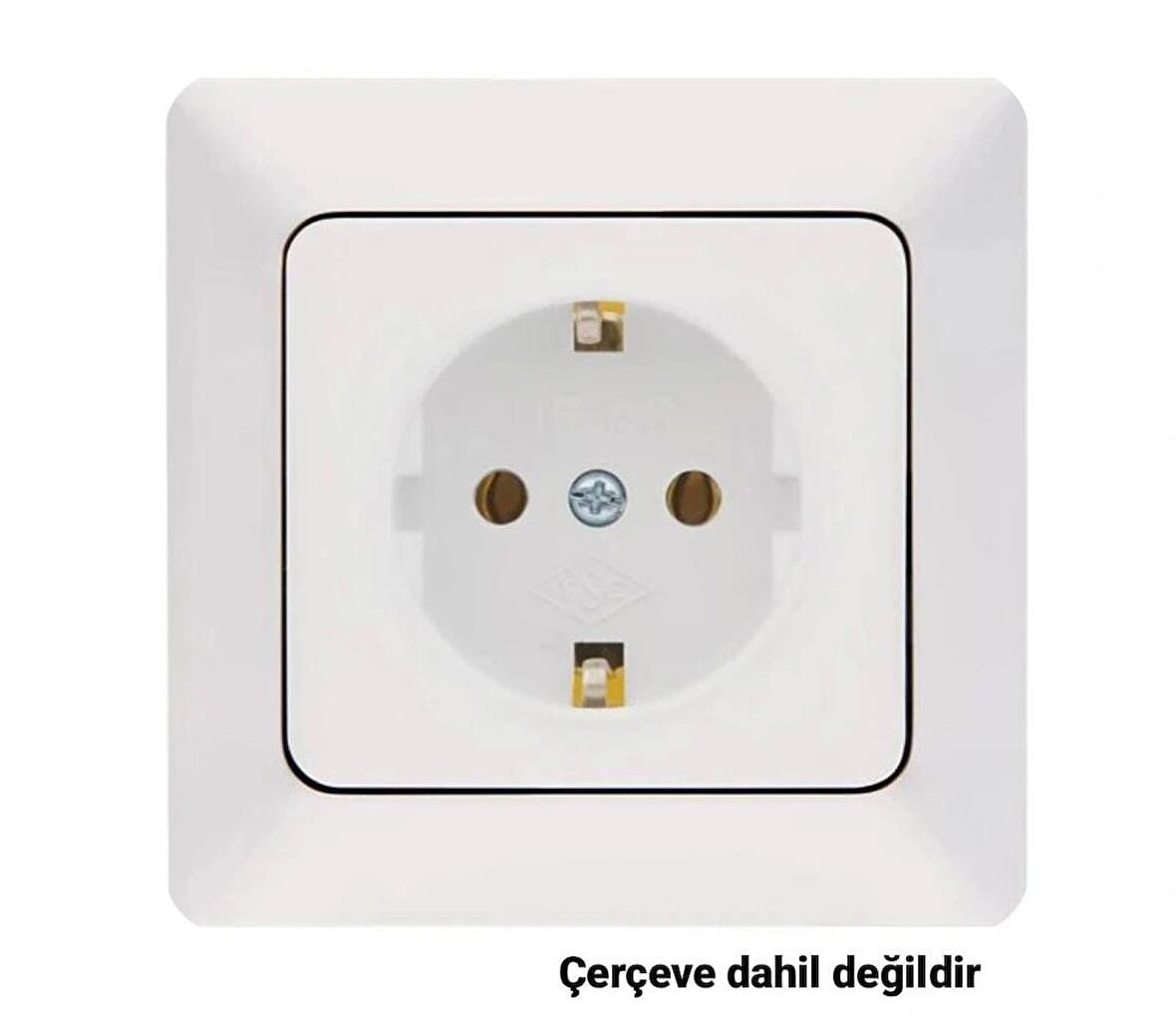 NE-AD Aras Topraklı Priz - Beyaz