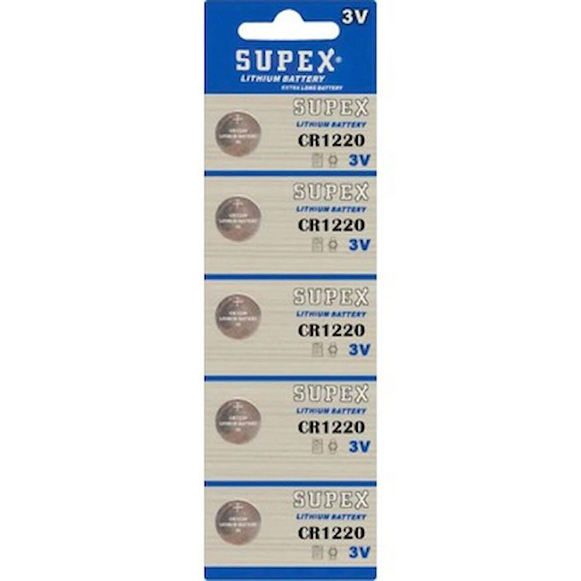 Supex Extra Long Battery CR1220 3V Lityum Pil 5'li