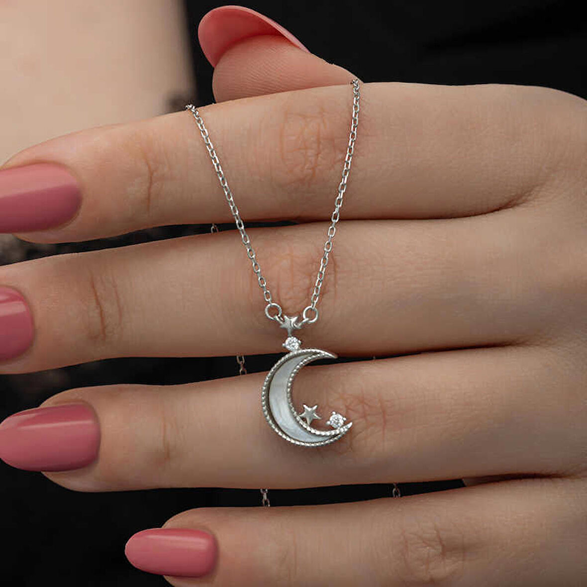 himarry Gümüş Ay Yıldız Kadın Kolye