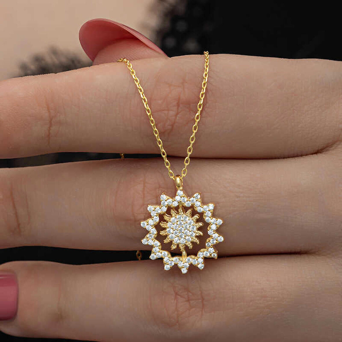 himarry Gümüş Gold Güneş Kadın Kolye