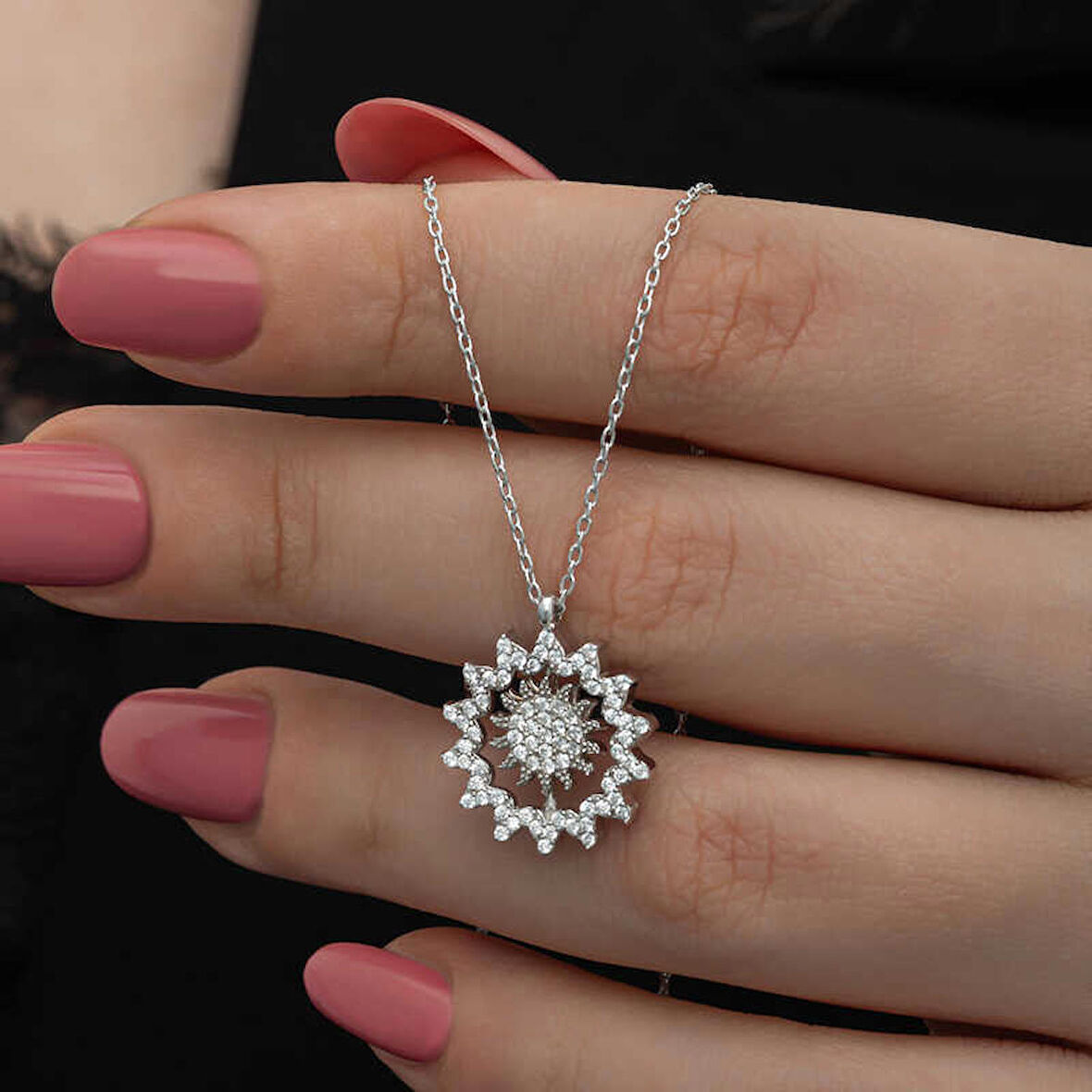 himarry Gümüş Güneş Kadın Kolye