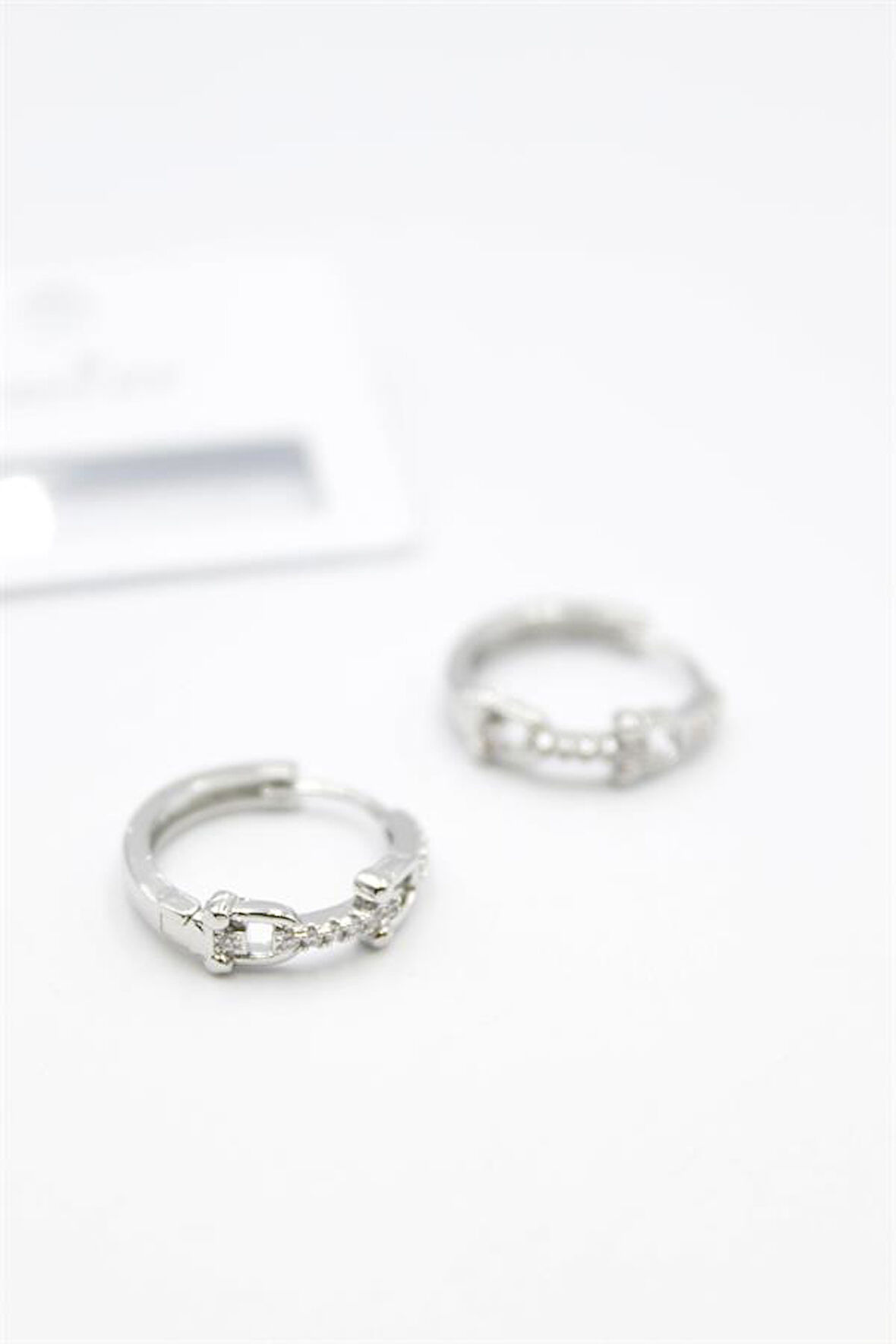 Taşlı Halka Küpe - Gümüş