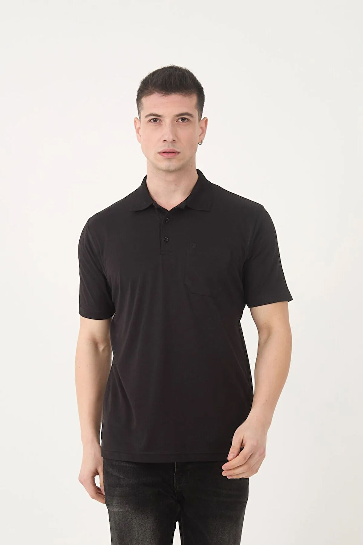 YENİ SEZON SİMENTİ WAFFLE DESEN KISA KOL POLO YAKA T-SHİRT