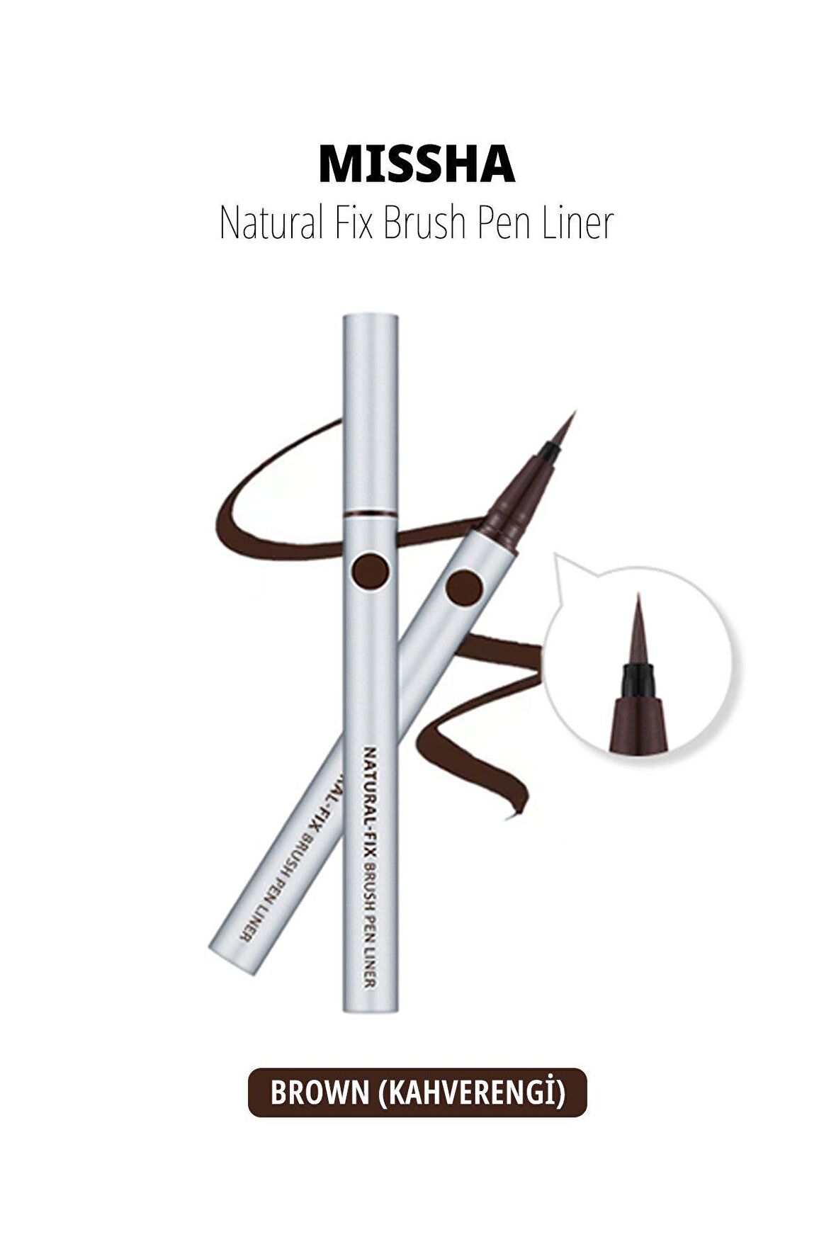 İnce Fırça Uçlu Kalem Eyeliner Natural Fix Brush Pen Liner (Brown)