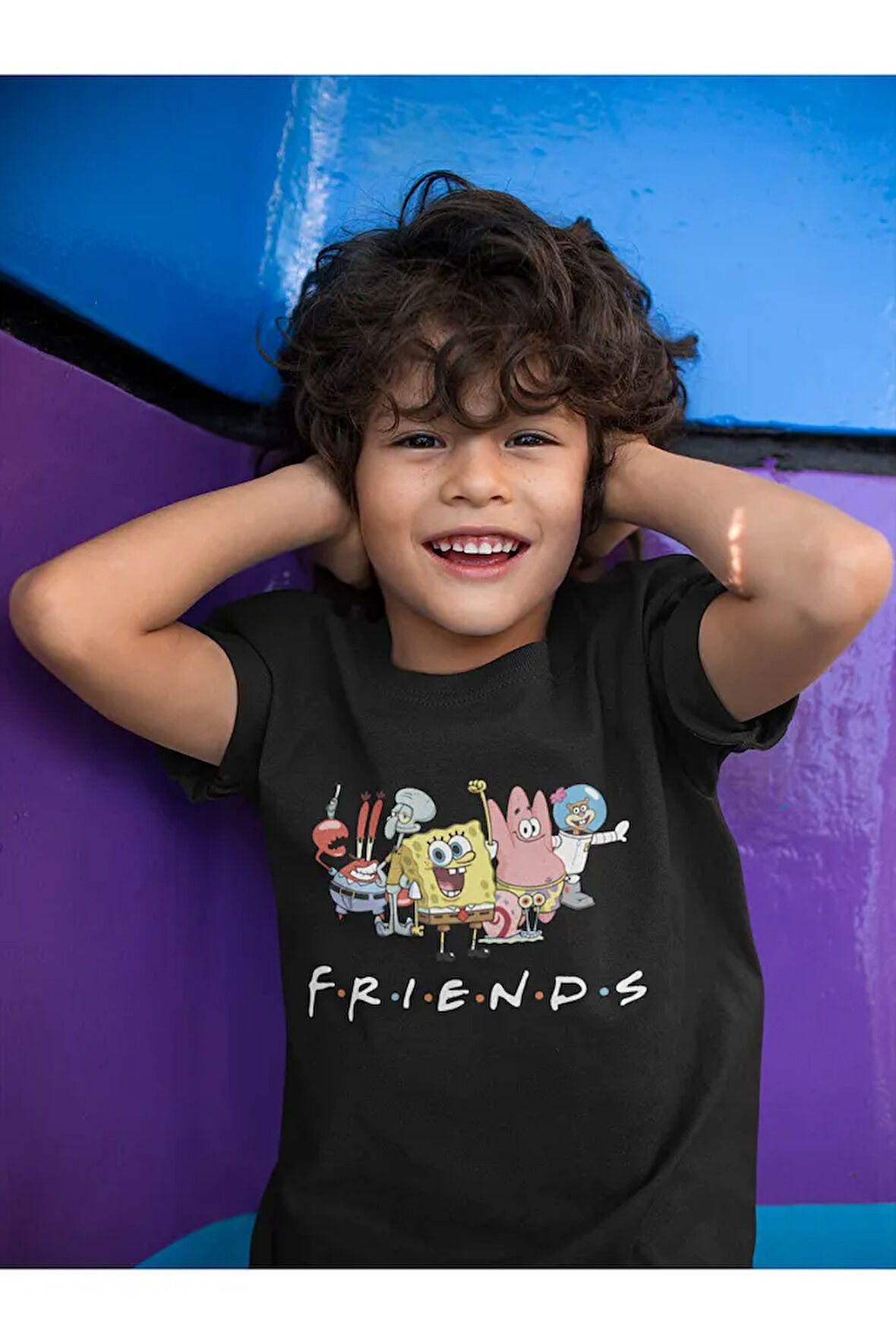 Süngerbob Karakterler Baskılı Unisex Çizgi Film Çocuk Tişört (1-12 Yaş)