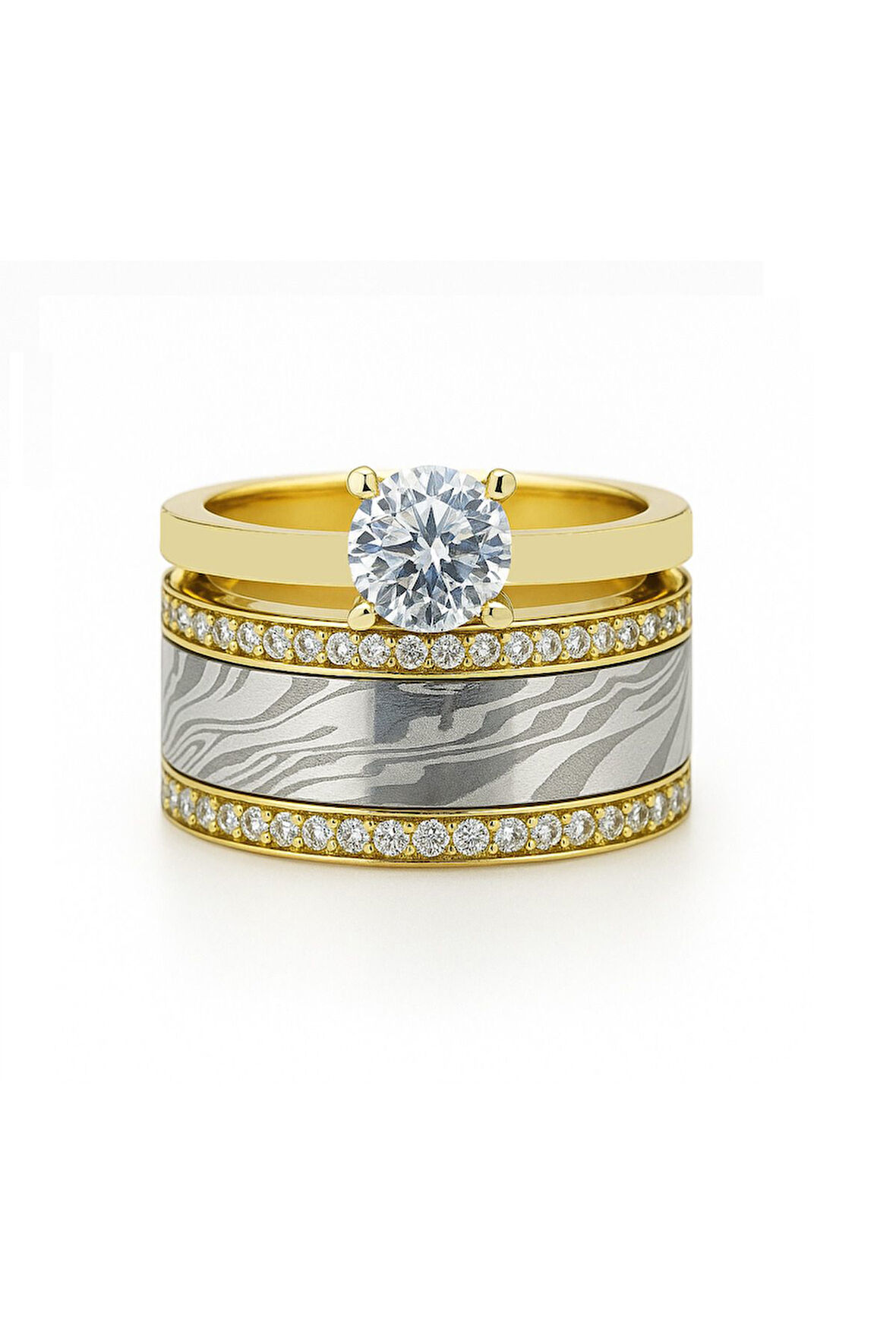 8 AYAR ALTIN TEKTAŞLI ALYANS YÜZÜK 8A136