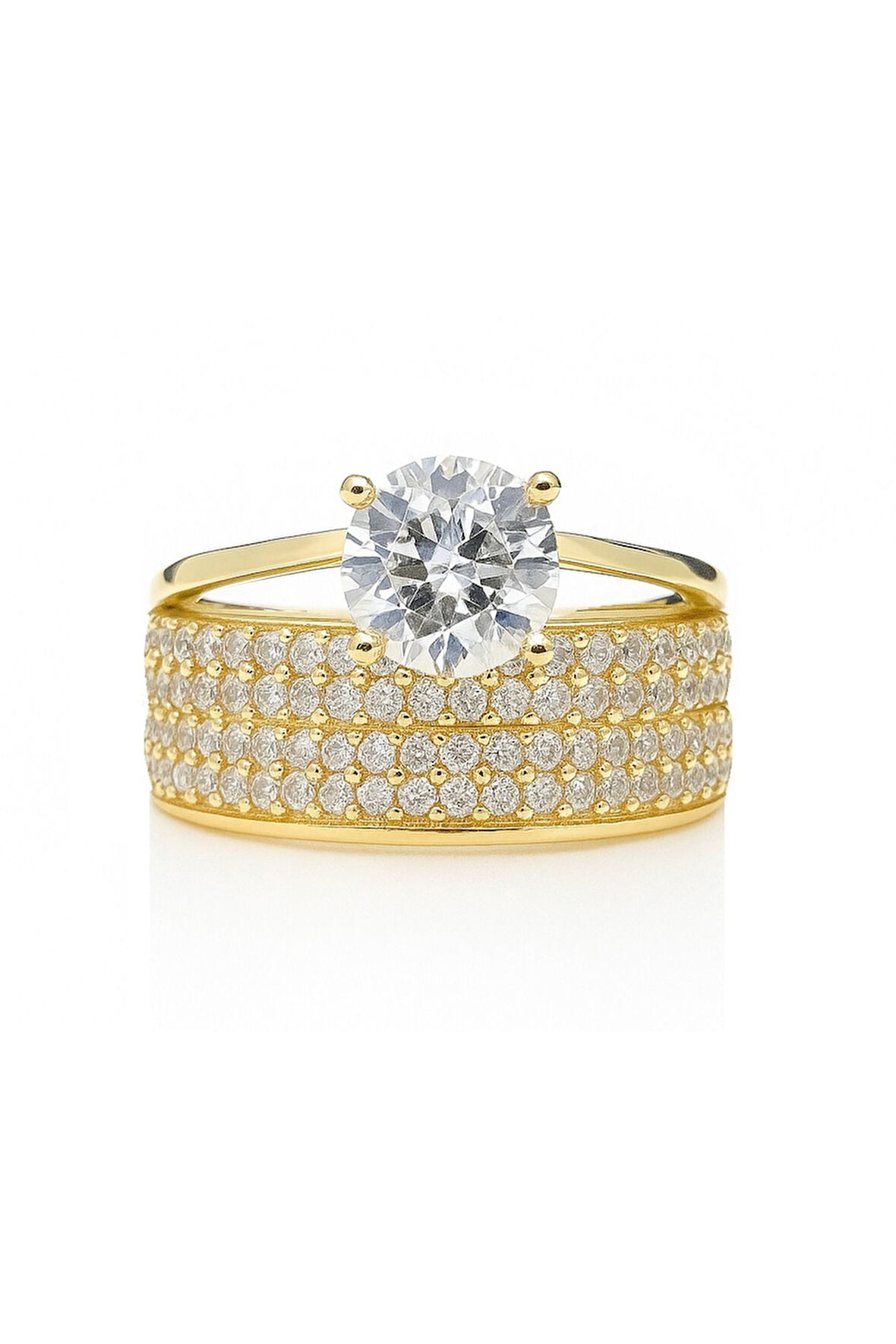 8 AYAR ALTIN TEKTAŞLI ALYANS YÜZÜK 8A160