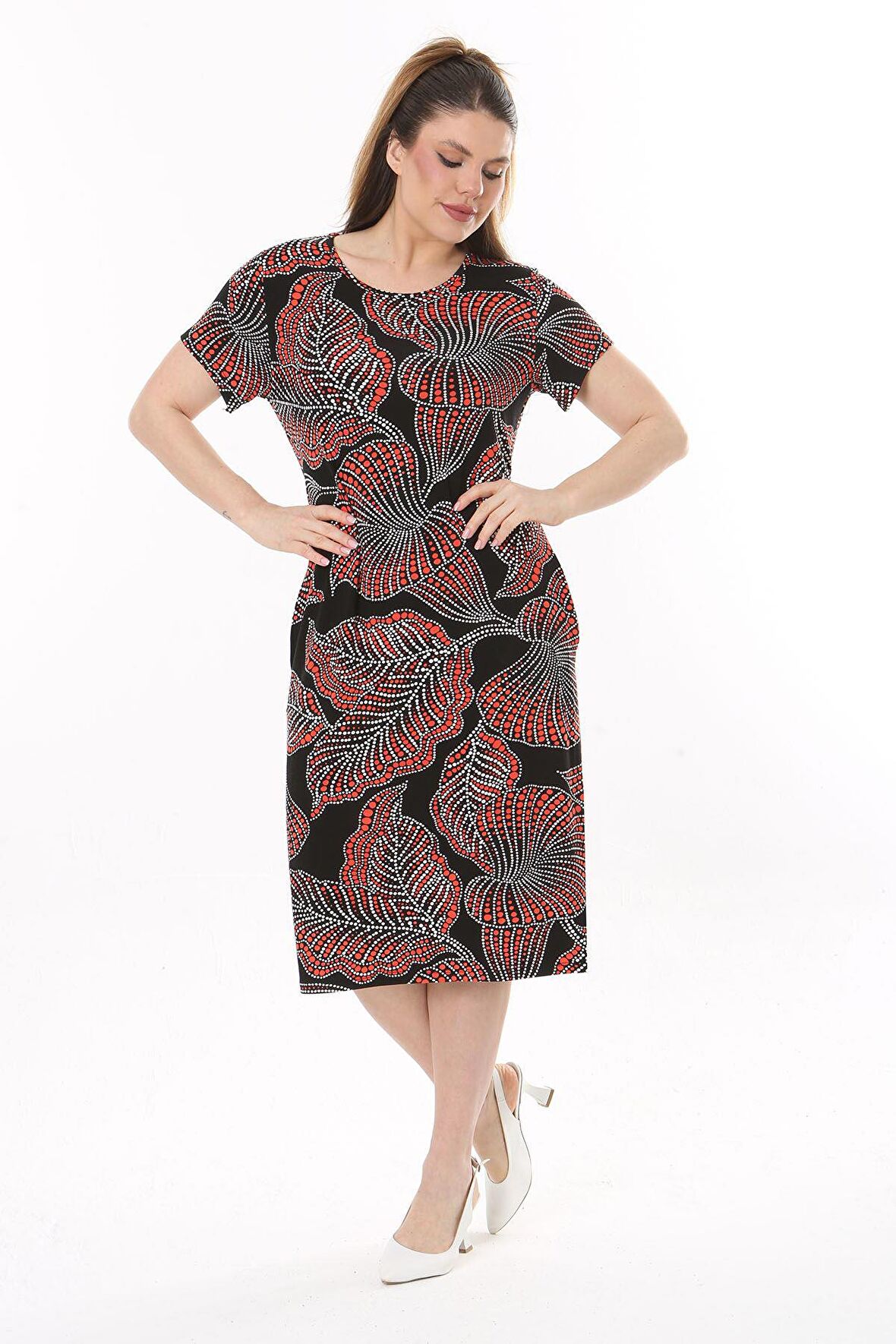 Yazlık Cepli Büyük Beden Elbise 8C-2509