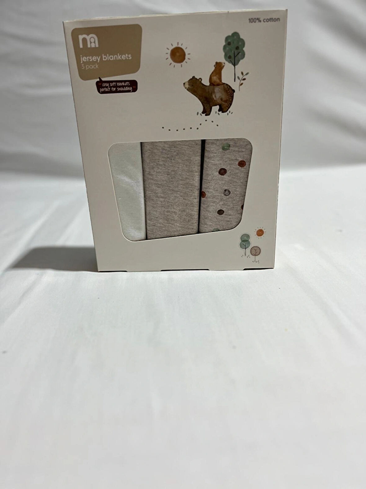 PAMUKBEBEK %100 COTTON 90X100 BASKILI 3LÜ MUSLİN BATTANİYE