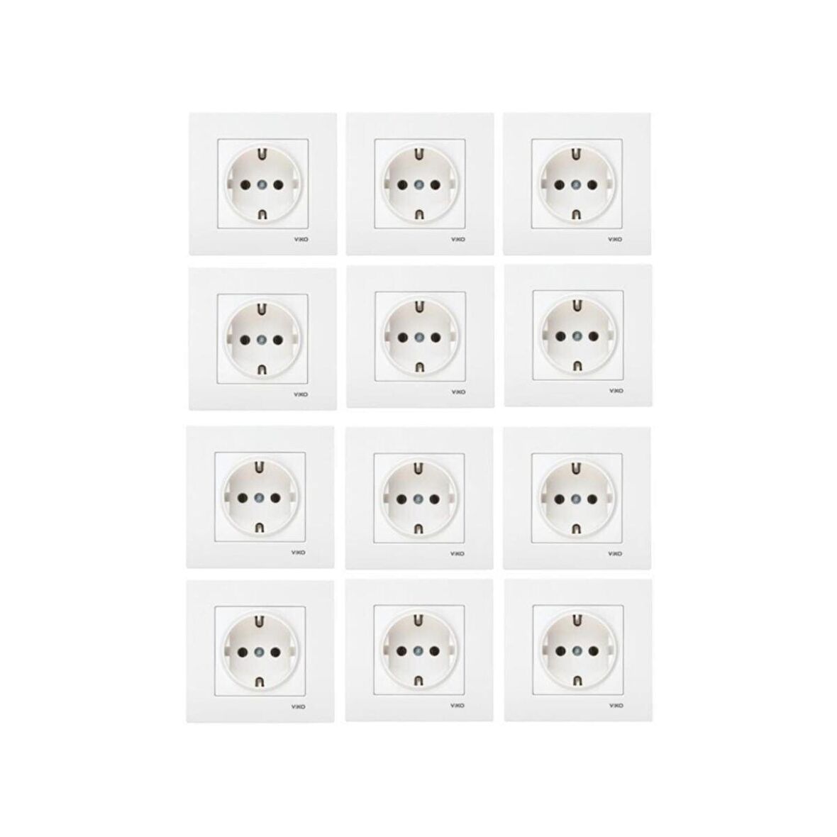 VİKO Karre Topraklı Priz + Çerçeve Beyaz 12 ADET