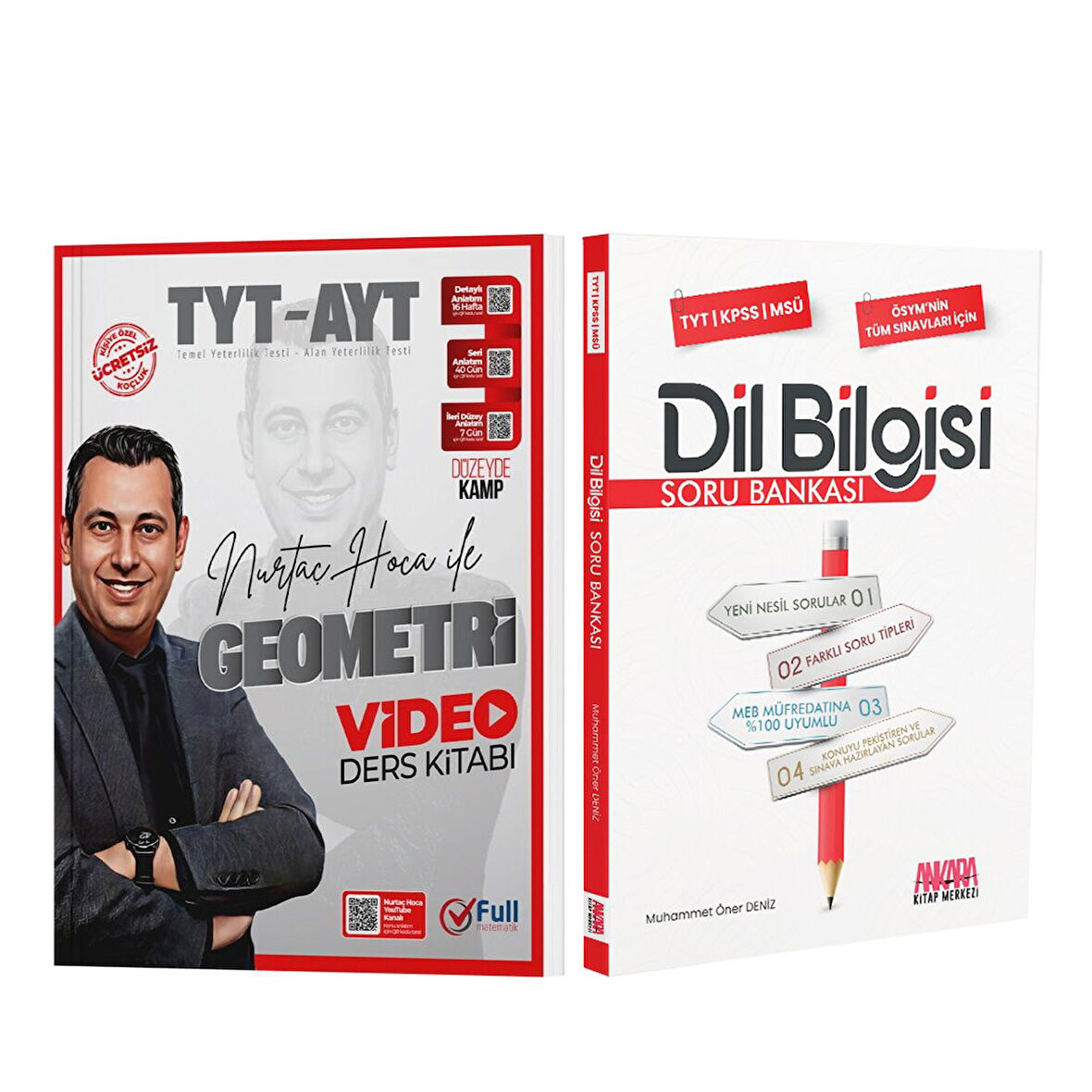 Full Matematik TYT AYT Geometri Video Ders Kitabı ve AKM Dil Bilgisi Soru Bankası Seti 2 Kitap