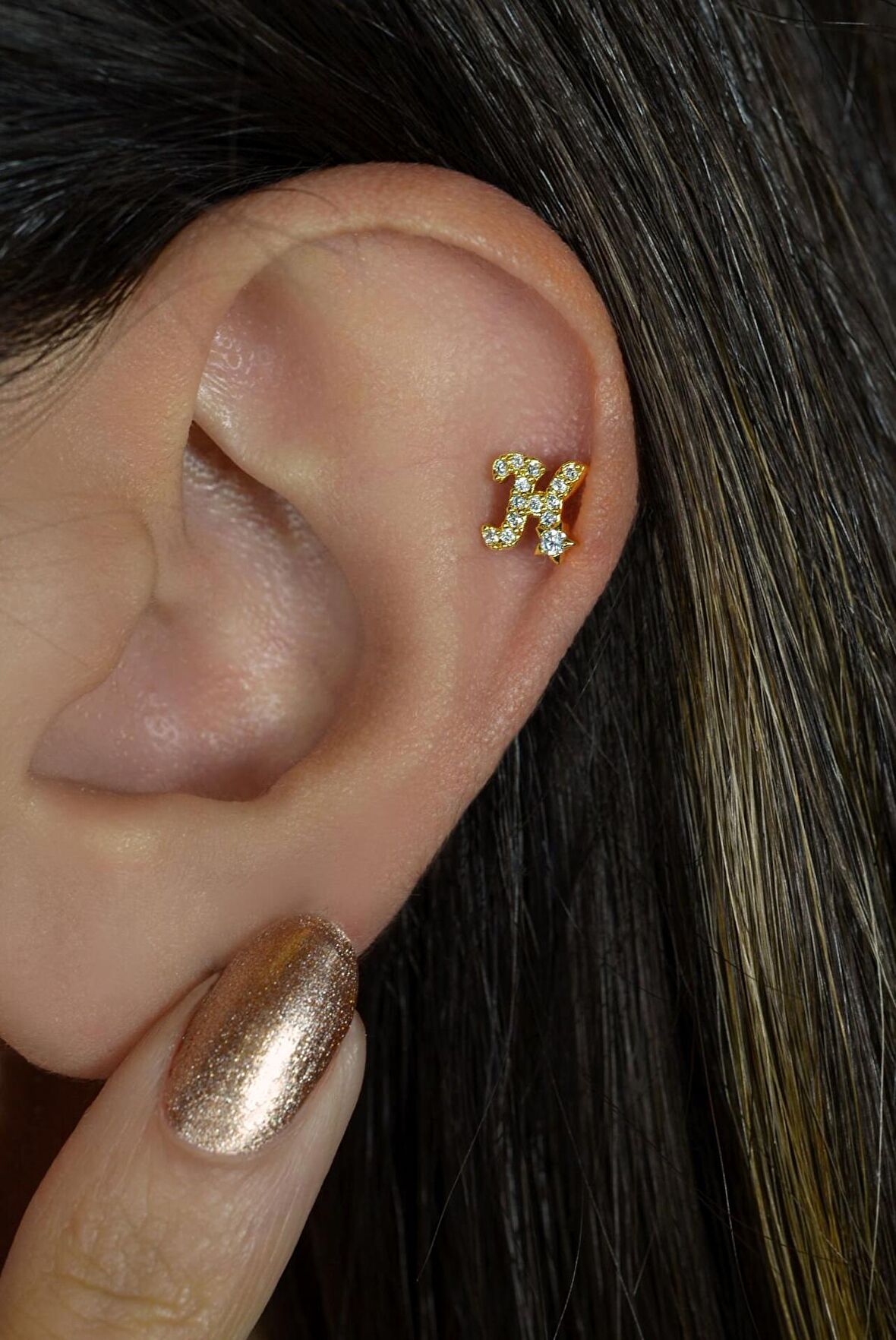 H Harfi Piercing Helix Kıkırdak Lob Tragus