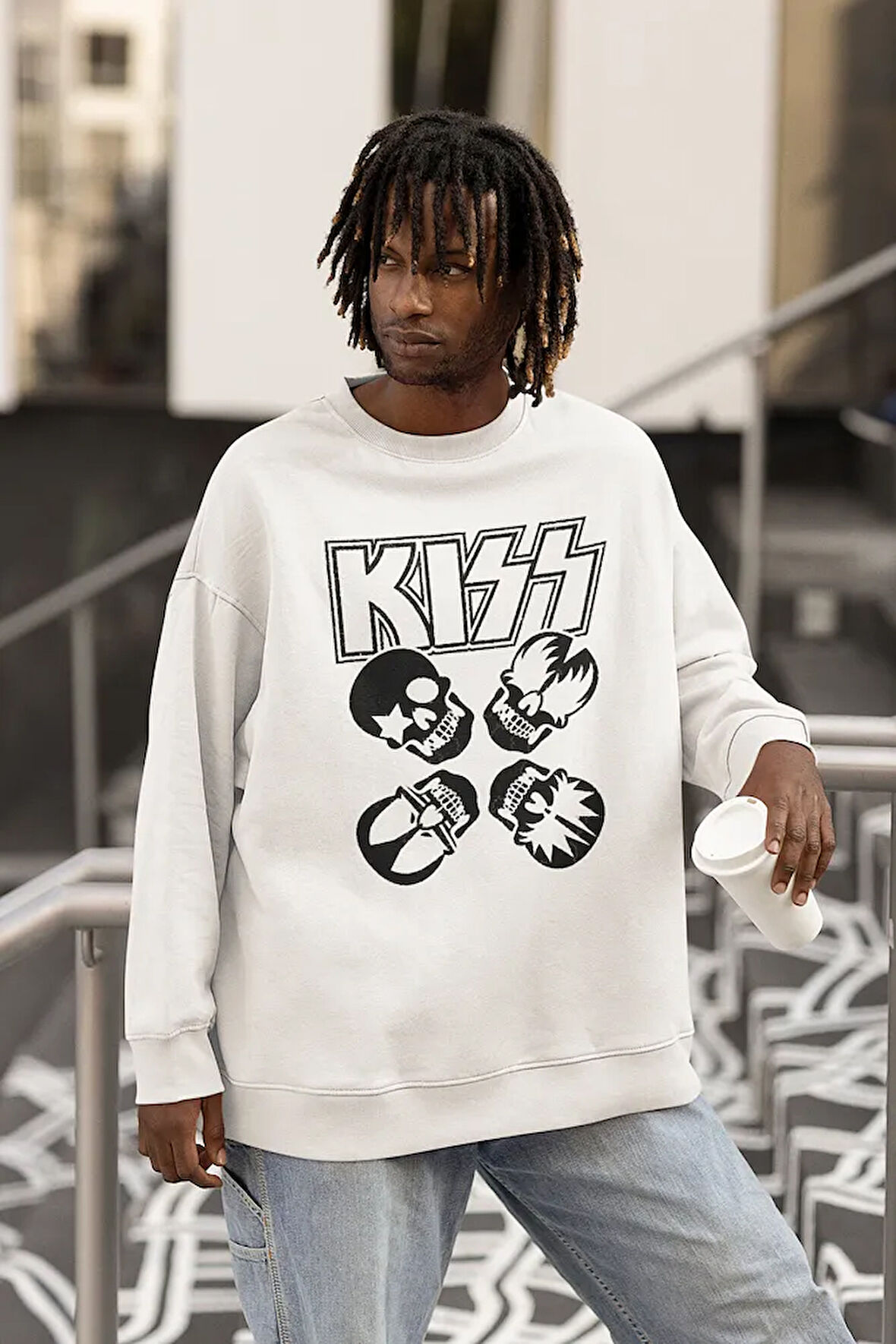 Kiss Rock Metal Müzik Grubu Baskılı Unisex Oversize Sweatshirt