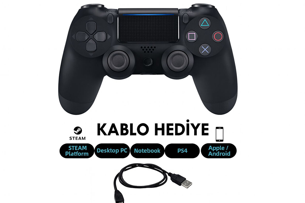 Electrima Doubleshock 4 Kablosuz Titreşimli Oyun Kolu PS4 Siyah