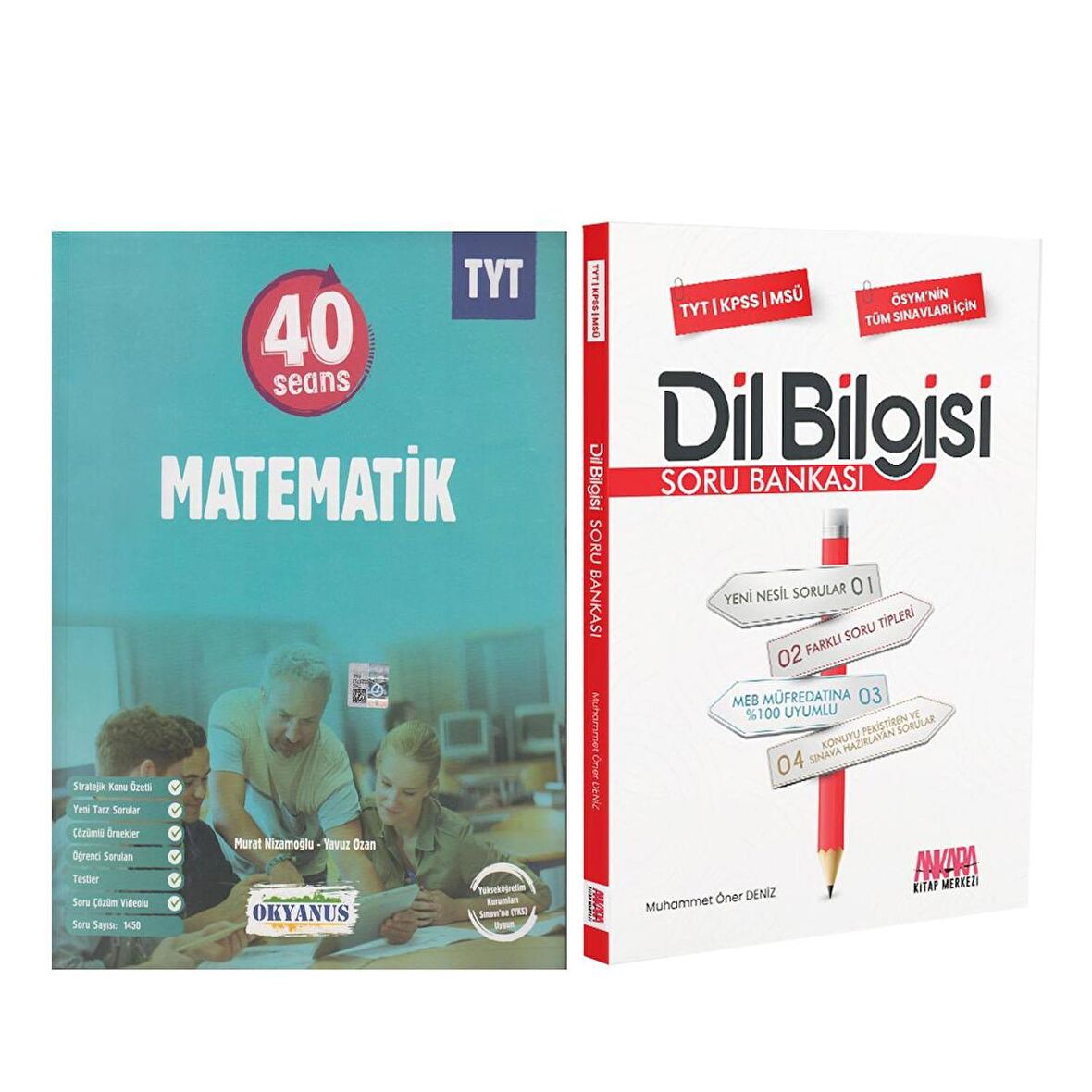Okyanus TYT 40 Seansta Matematik ve AKM Dil Bilgisi Soru Bankası Seti 2 Kitap