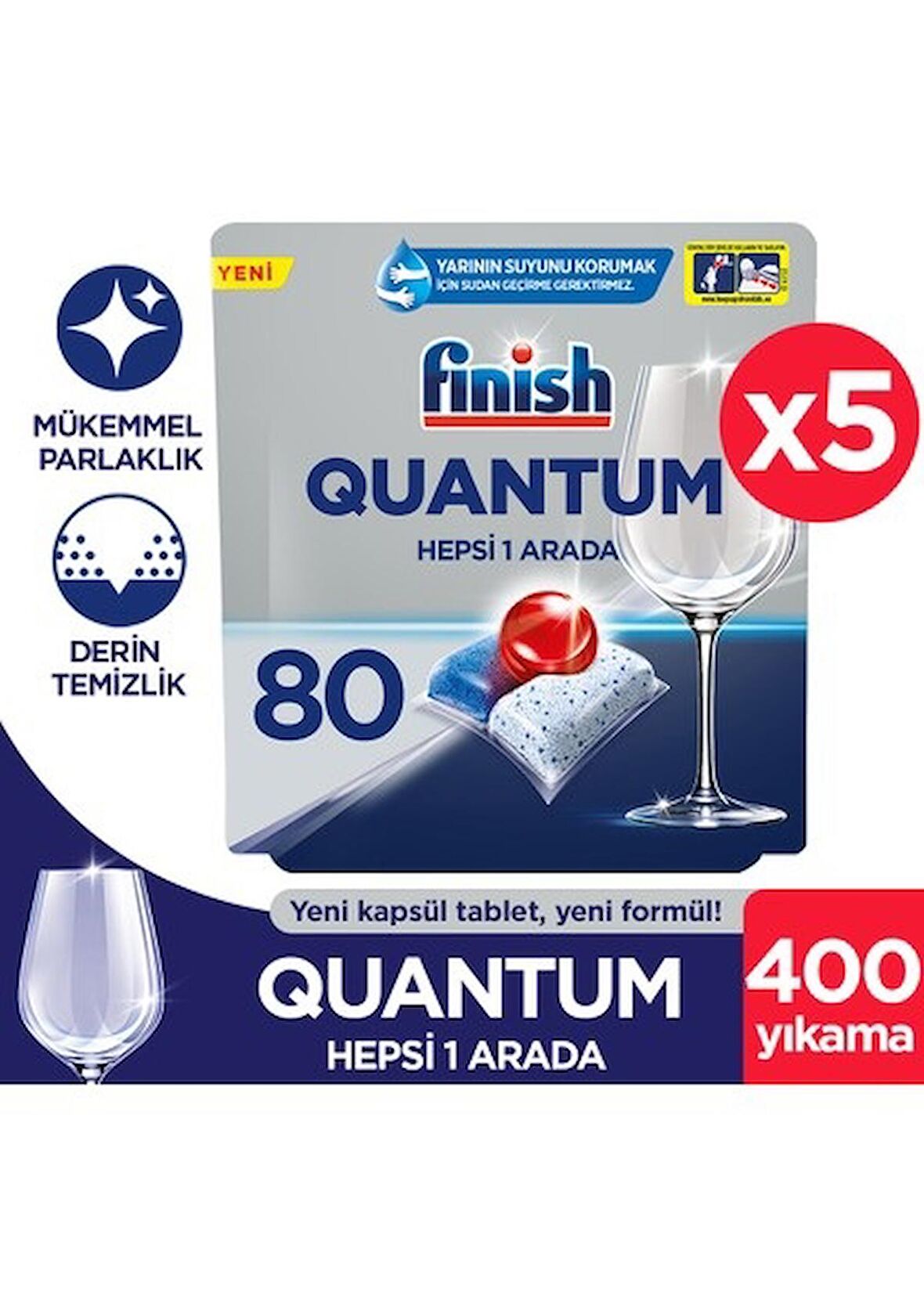 Finish Quantum 400 Yıkama Tablet Bulaşık Makinesi Deterjanı 5x80 Adet 