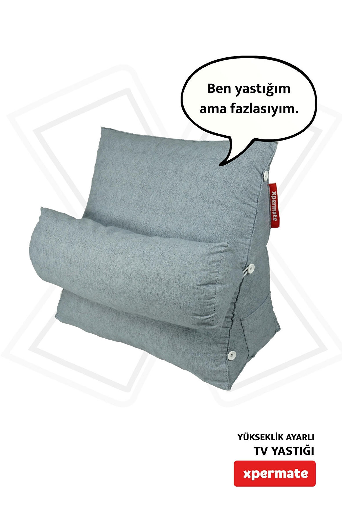 PERMATE Yükseklik Ayarlı Tv Yastığı Bel Destek Yastığı Sırt Yastığı Boyun Destekli Yastık Ameliyat Sonrası Yastık Antrasit