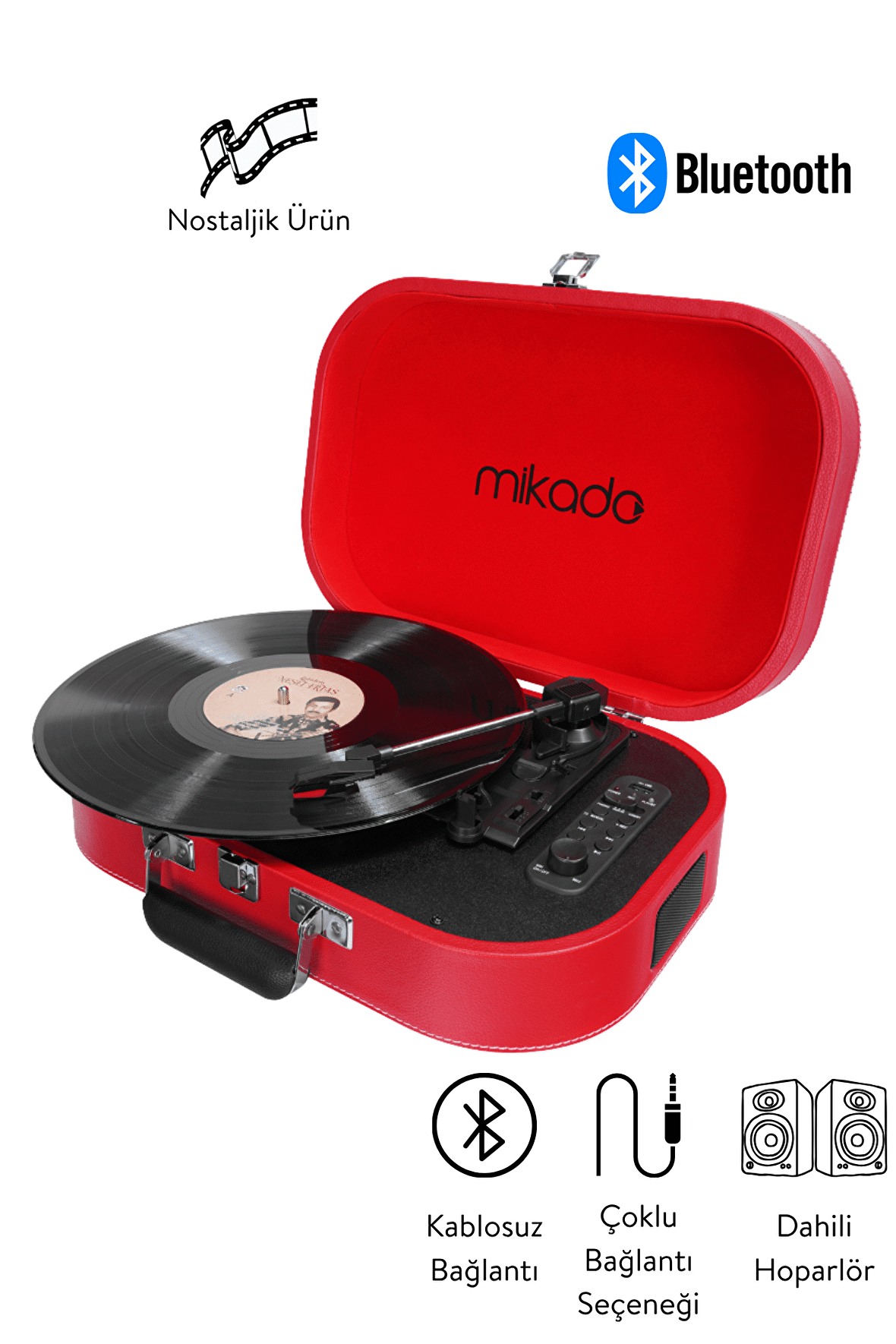 Mikado Nostalgia MN-101 Pikap Kırmızı Usb+RCA+Bluetooth Destekli Müzik Kutusu