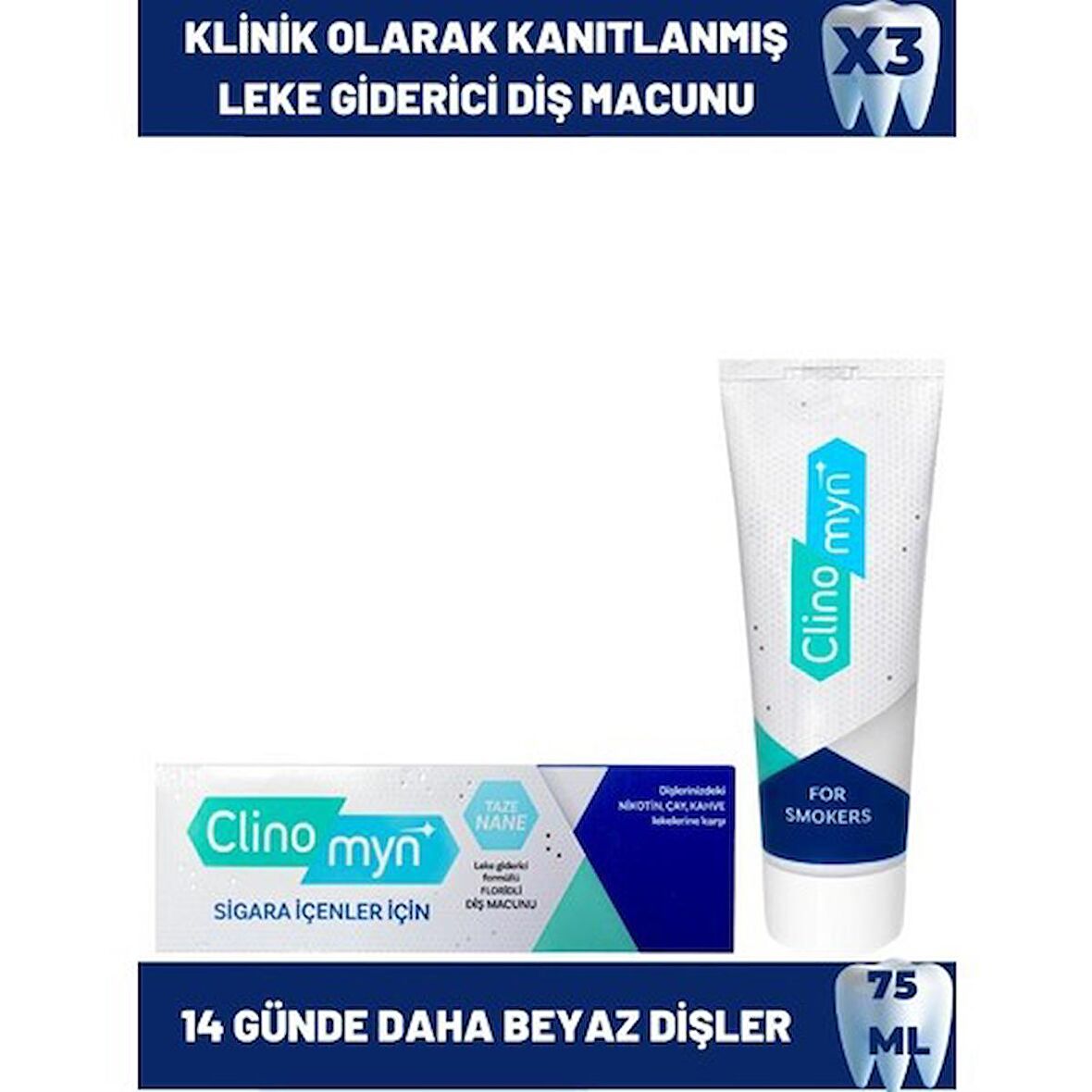 Clinomyn Smokers Sigara Içenler Için Diş Beyazlatan Leke Giderici Diş Macunu 75 Ml 3'Lü Set