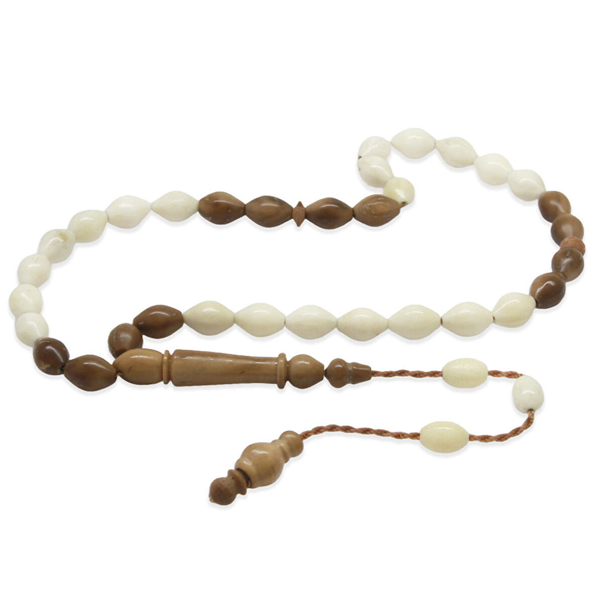 Sistemli Kuka İmameli Arpa Kesim Naturel Renk Deve Kemiği Tesbih