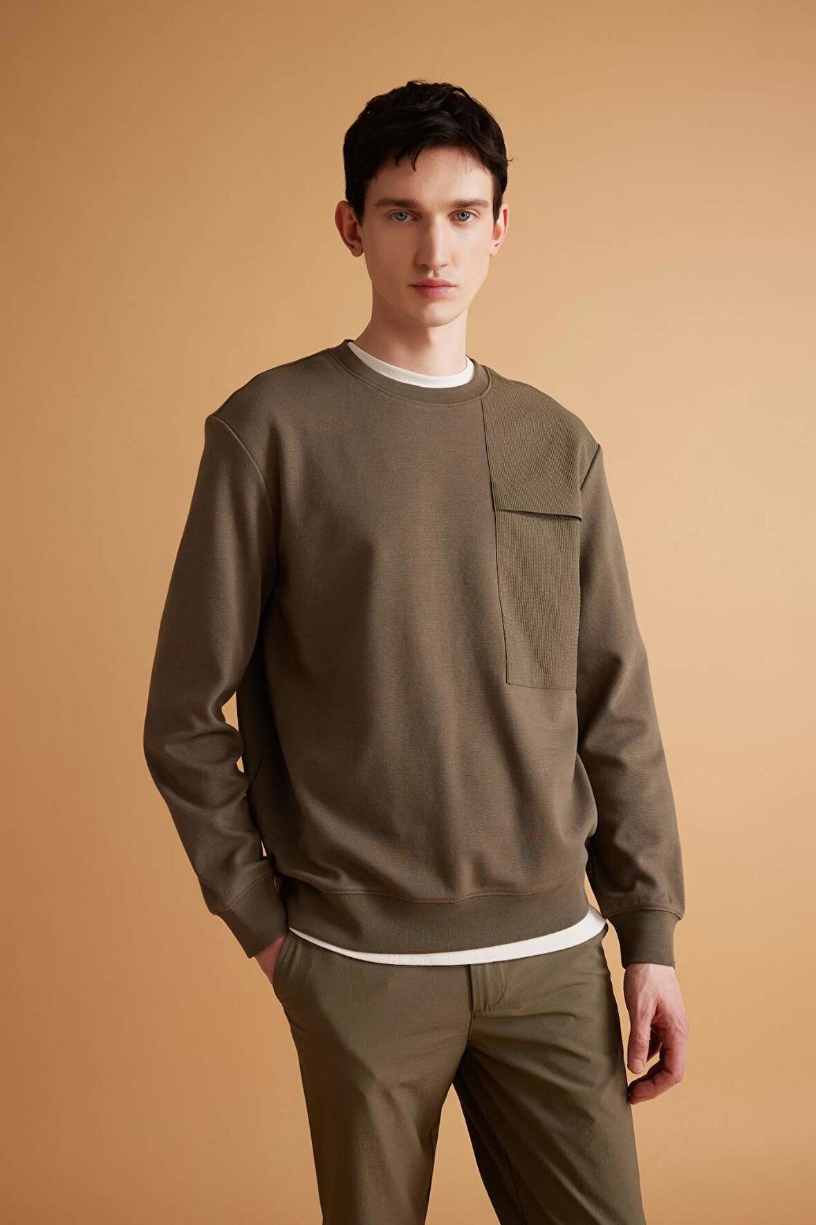 DeFacto Regular Fit Bisiklet Yaka Basic Düz Sweatshirt B6495AX24SPKH438