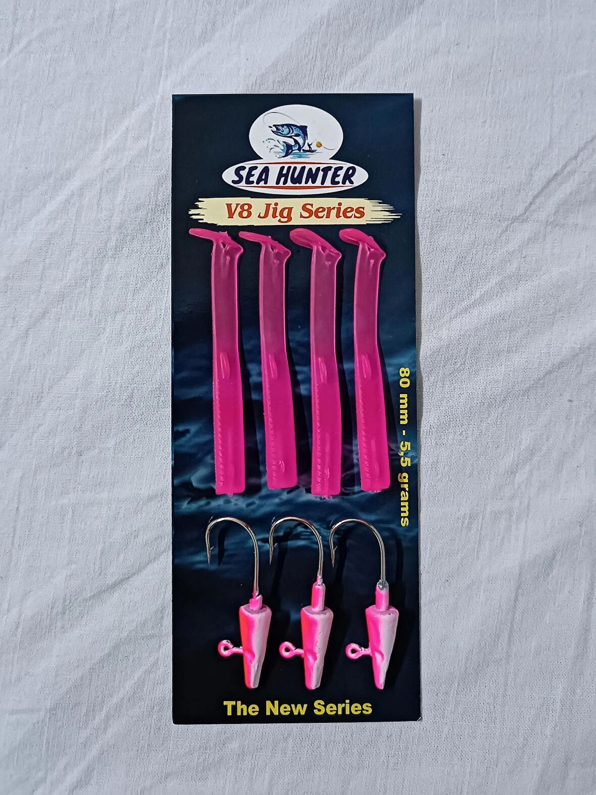 SeaHunter V8 Jig Series 8cm 5,5gr Silikon Yem 4pcs PEMBE