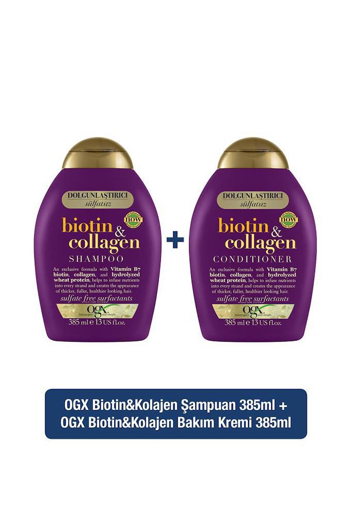 OGX Dolgunlaştırıcı Biotin&Kolajen Şampuan 385ml+OGX Dolgunlaştırıcı Biotin&Kolajen Bakım Kremi 385m