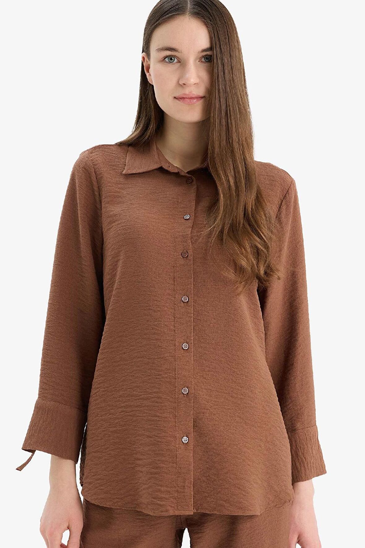 Regular Fit Basic Düz Uzun Kollu Gömlek